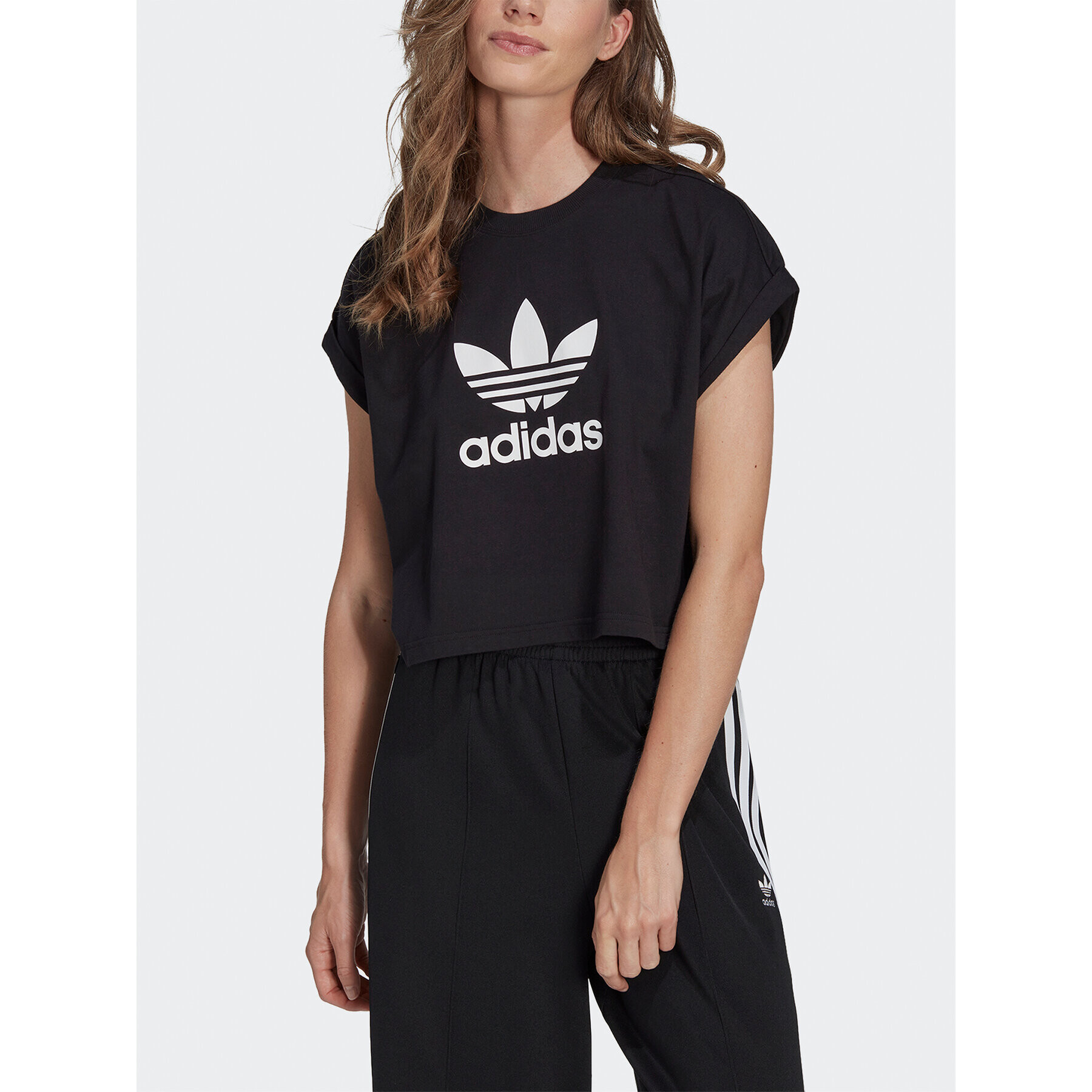 adidas Tricou Adicolor Classics Short Trefoil T-Shirt IB1406 Negru Oversize - Pled.ro