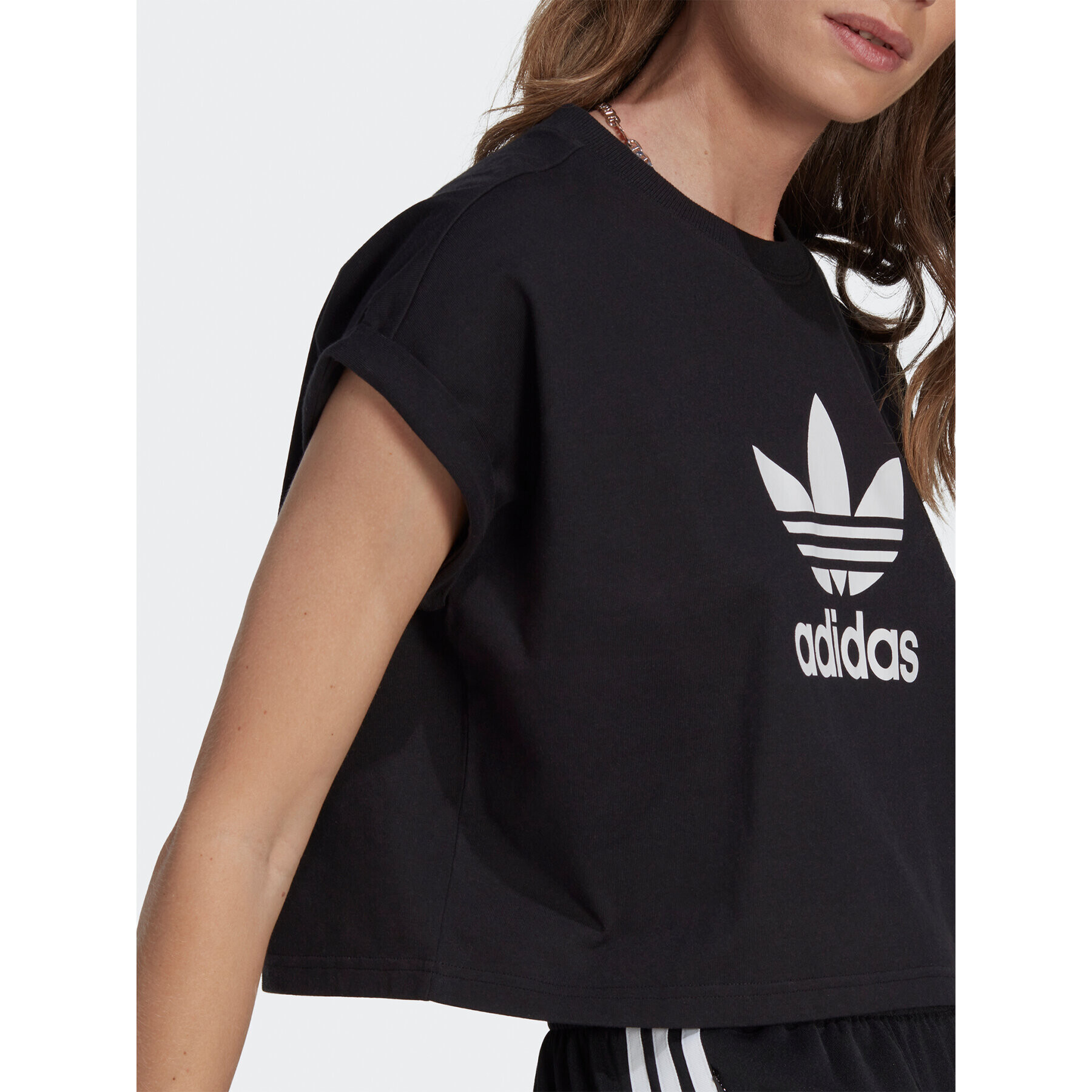 adidas Tricou Adicolor Classics Short Trefoil T-Shirt IB1406 Negru Oversize - Pled.ro