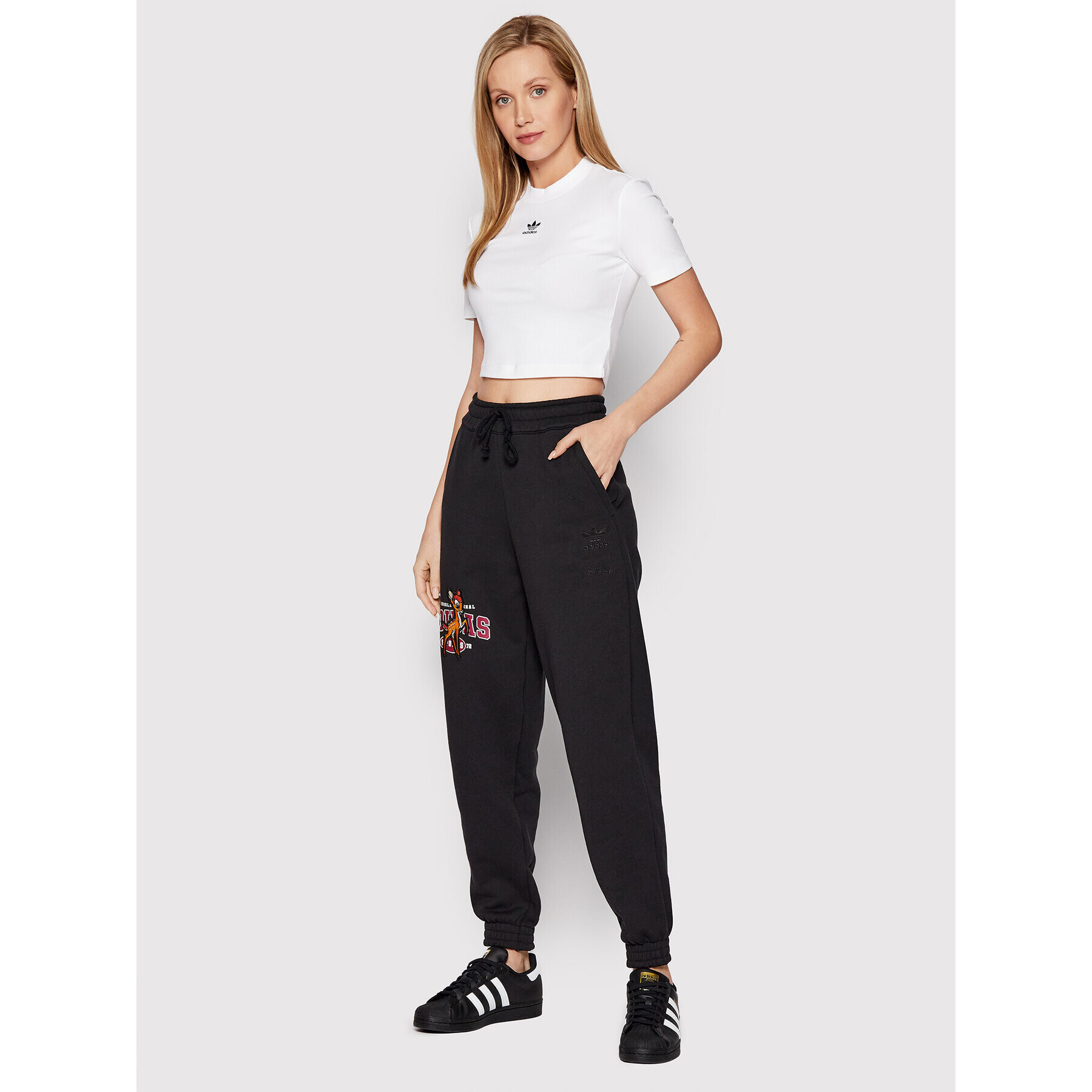 adidas Tricou adicolor Essentials Rib Cropped HF3394 Alb Regular Fit - Pled.ro