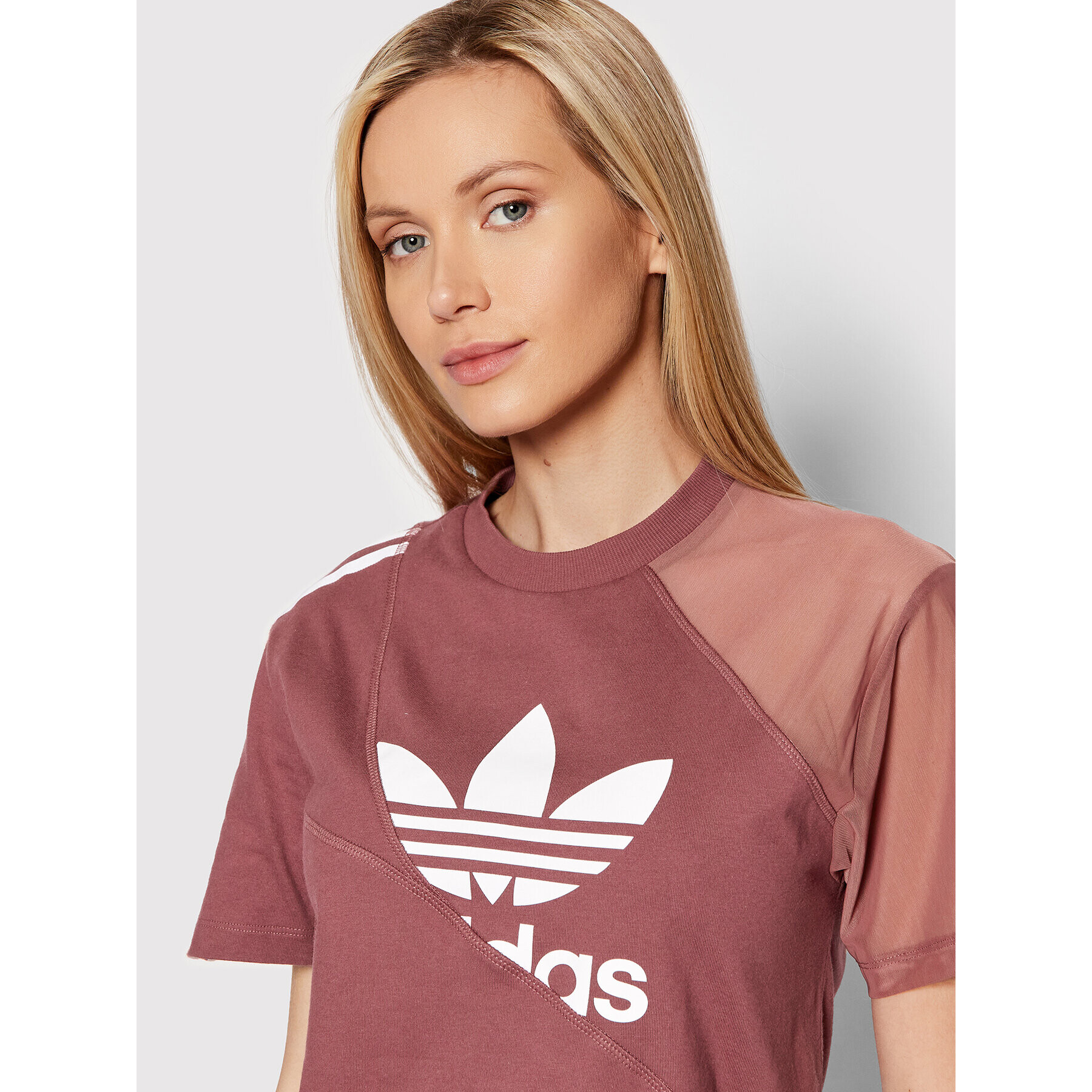 adidas Tricou adicolor Split Trefoil HC7044 Roz Regular Fit - Pled.ro