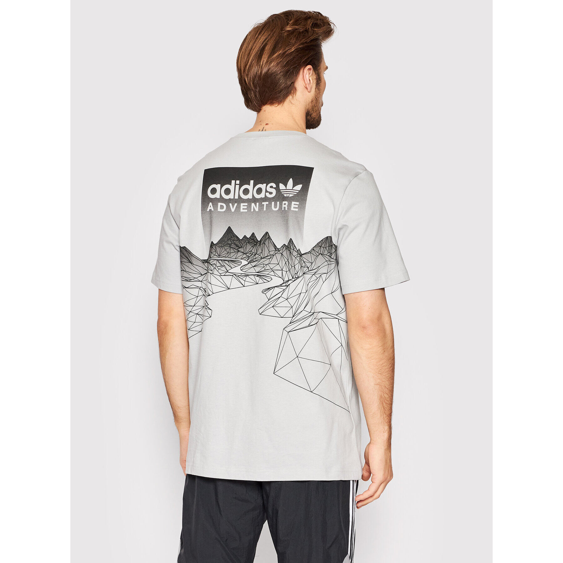 adidas Tricou Adventure Mountain Back HK5009 Gri Relaxed Fit - Pled.ro