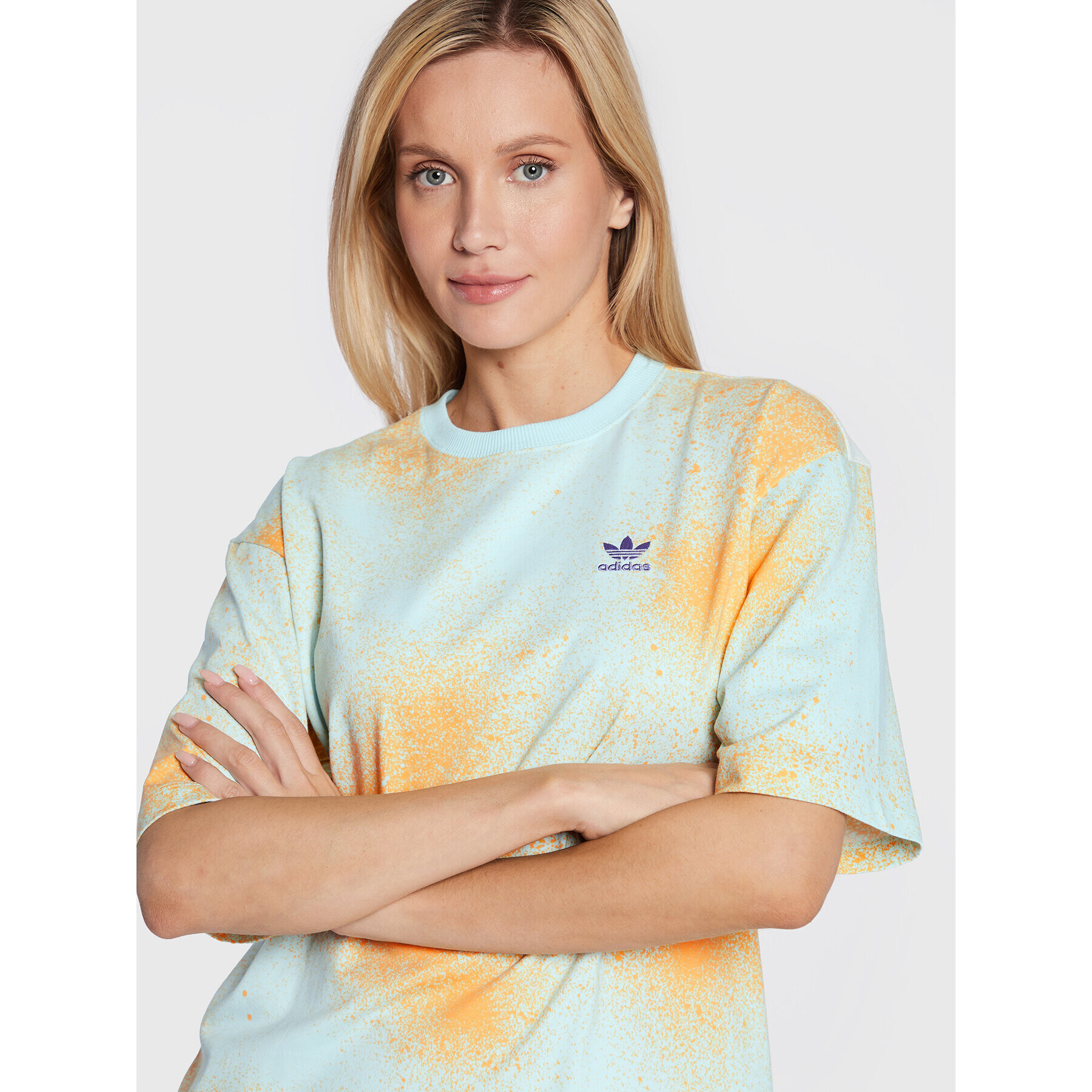 adidas Tricou Allover Print HL6598 Portocaliu Loose Fit - Pled.ro