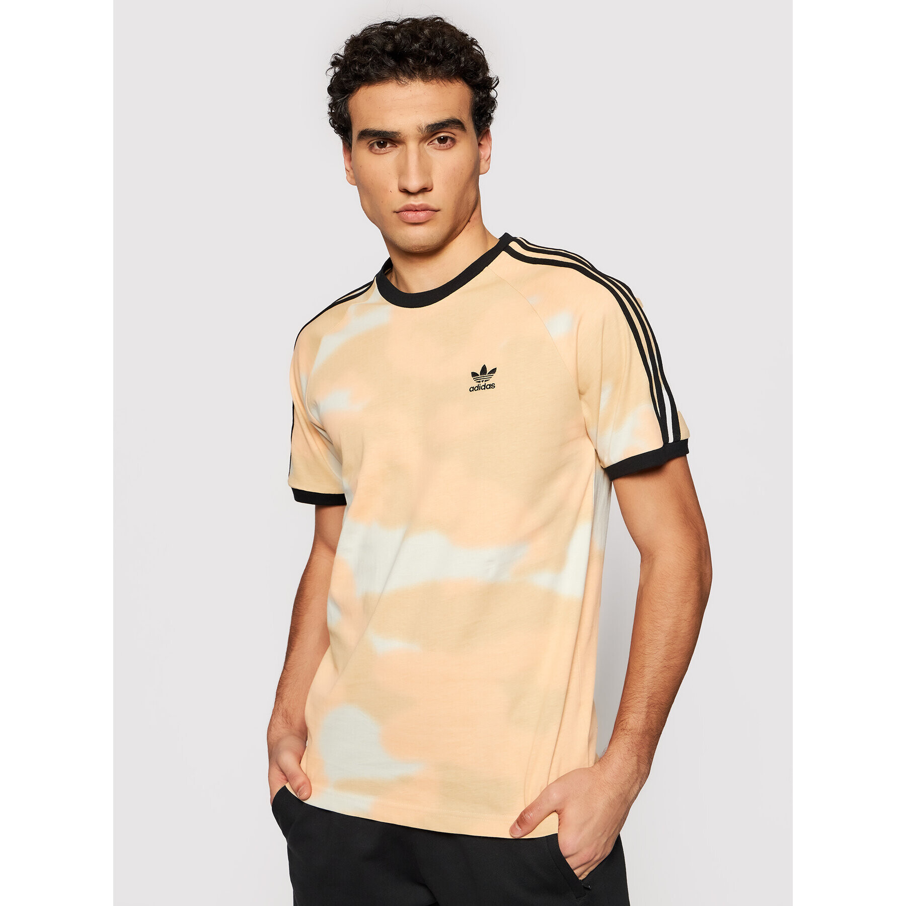 adidas Tricou Camo 3-Stripes GN1883 Bej Regular Fit - Pled.ro