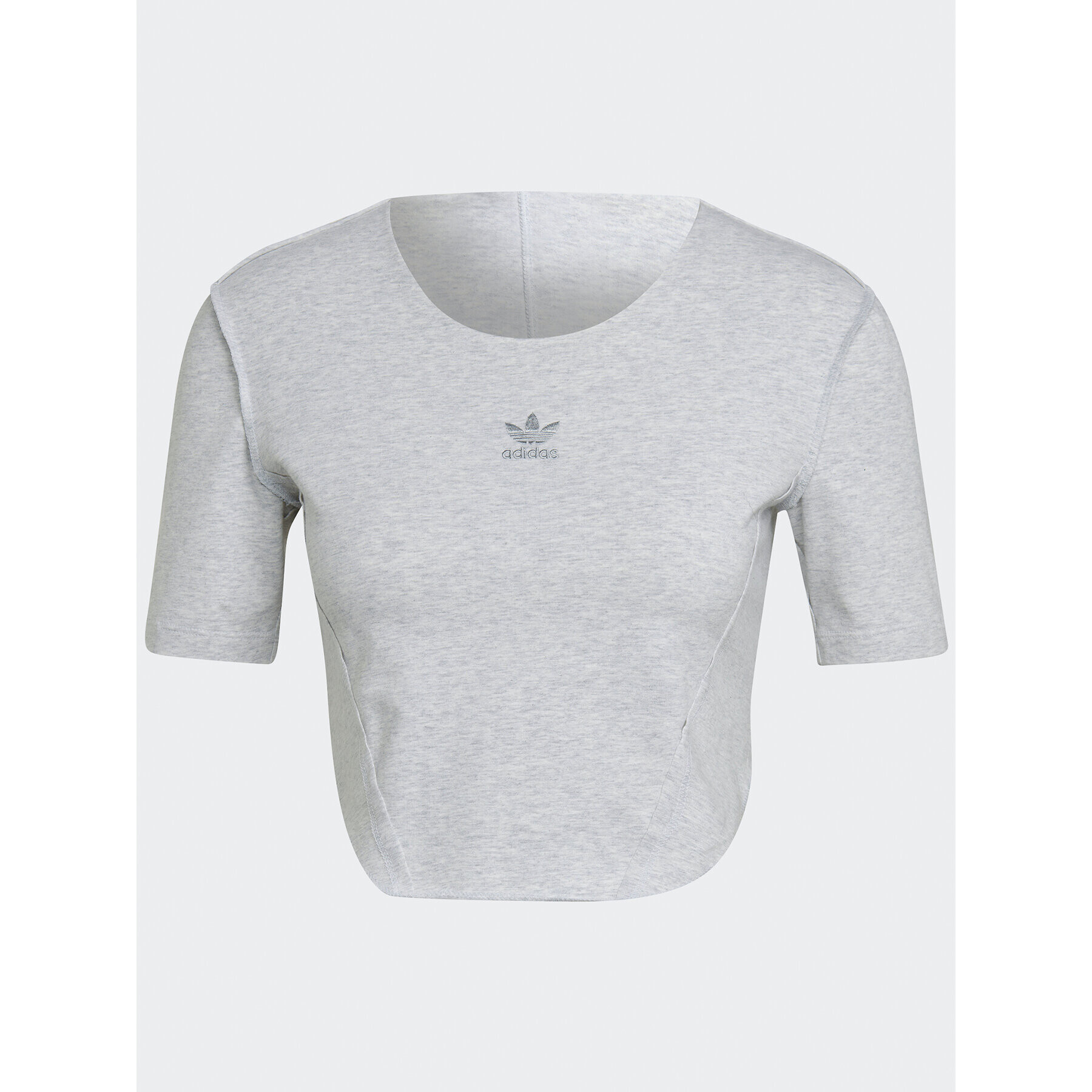 adidas Tricou Crop Loungewear HL9130 Gri Regular Fit - Pled.ro