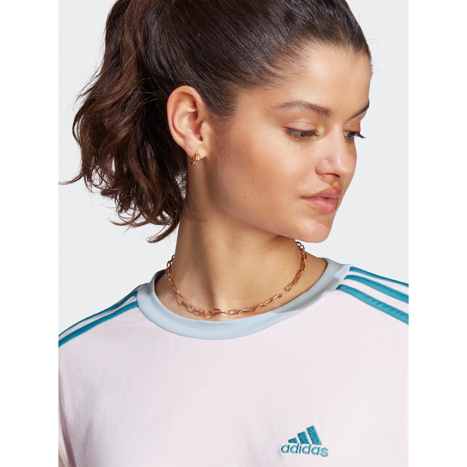 adidas Tricou Essentials 3-Stripes IM0364 Roz Loose Fit - Pled.ro