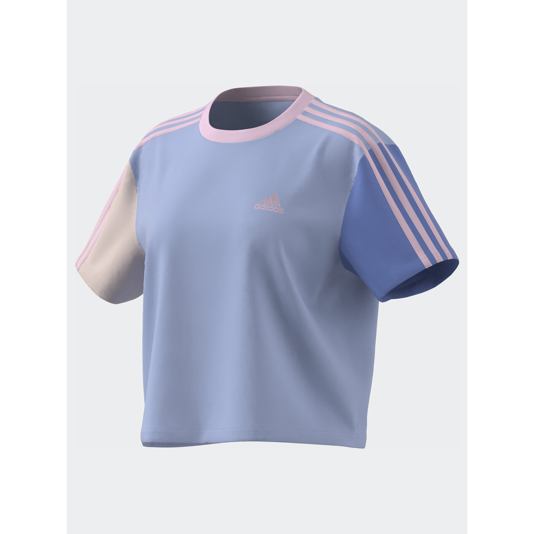 adidas Tricou Essentials 3-Stripes Single Jersey Crop Top IC1472 Albastru Loose Fit - Pled.ro