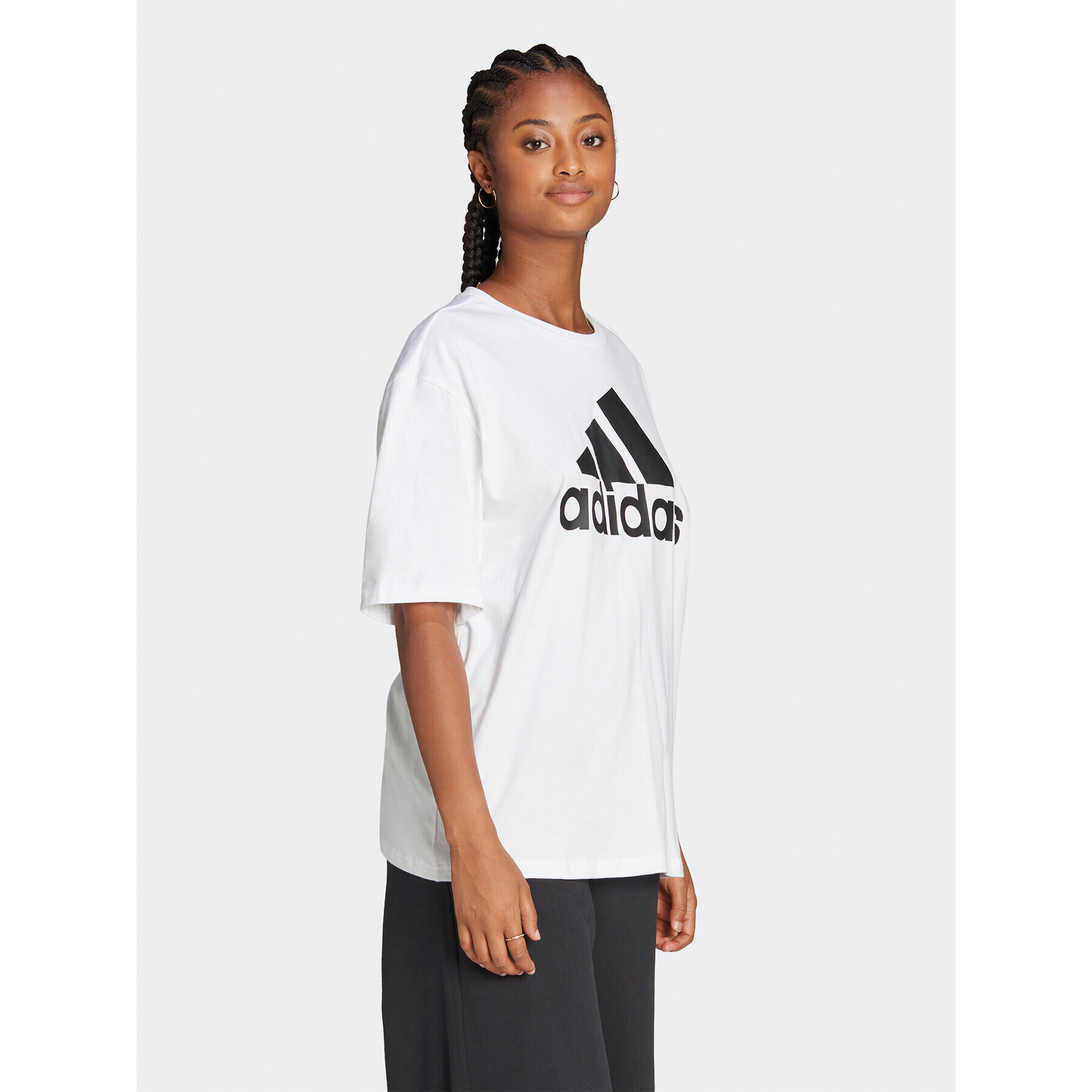 adidas Tricou Essentials Big Logo Boyfriend T-Shirt HR4930 Alb Loose Fit - Pled.ro