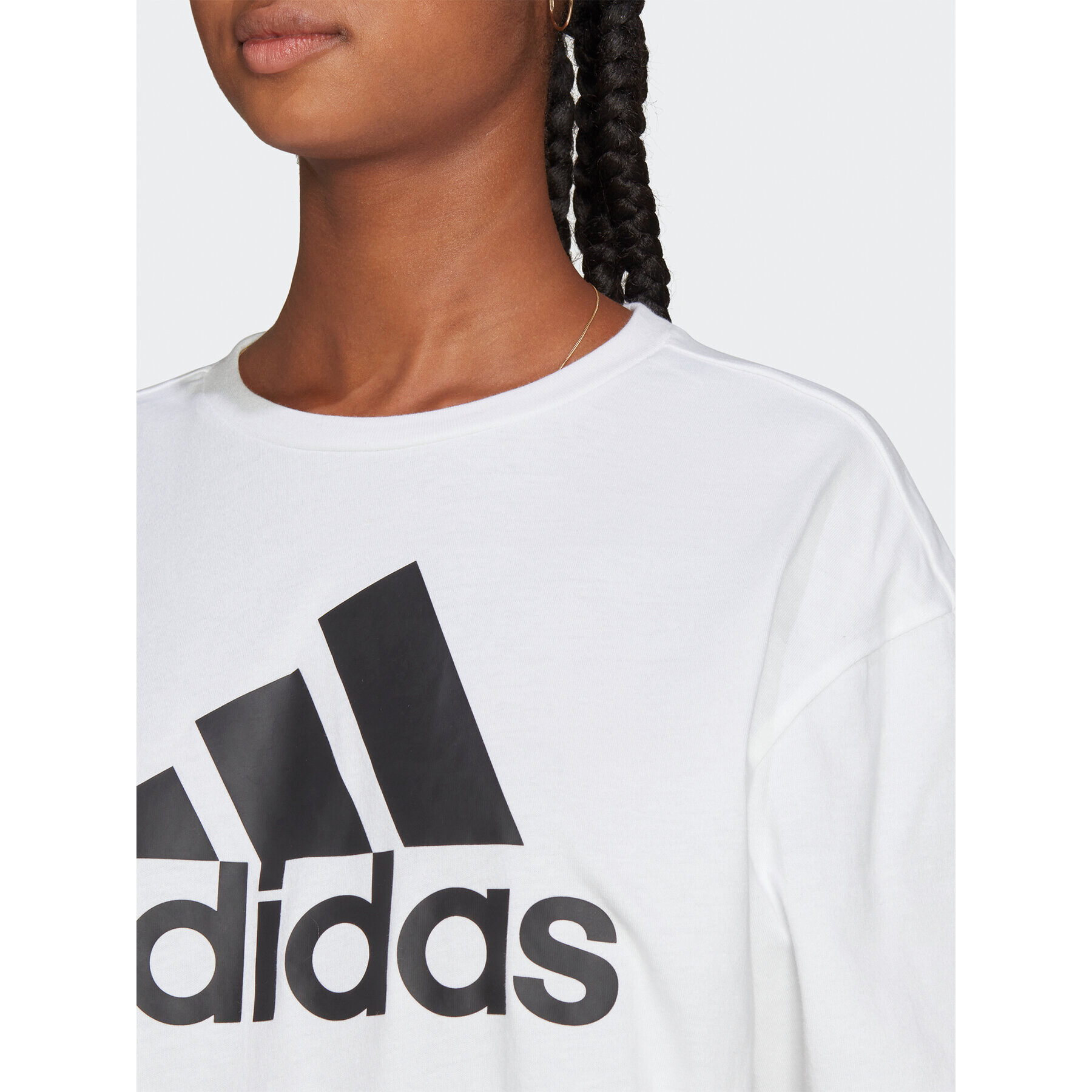 adidas Tricou Essentials Big Logo Boyfriend T-Shirt HR4930 Alb Loose Fit - Pled.ro