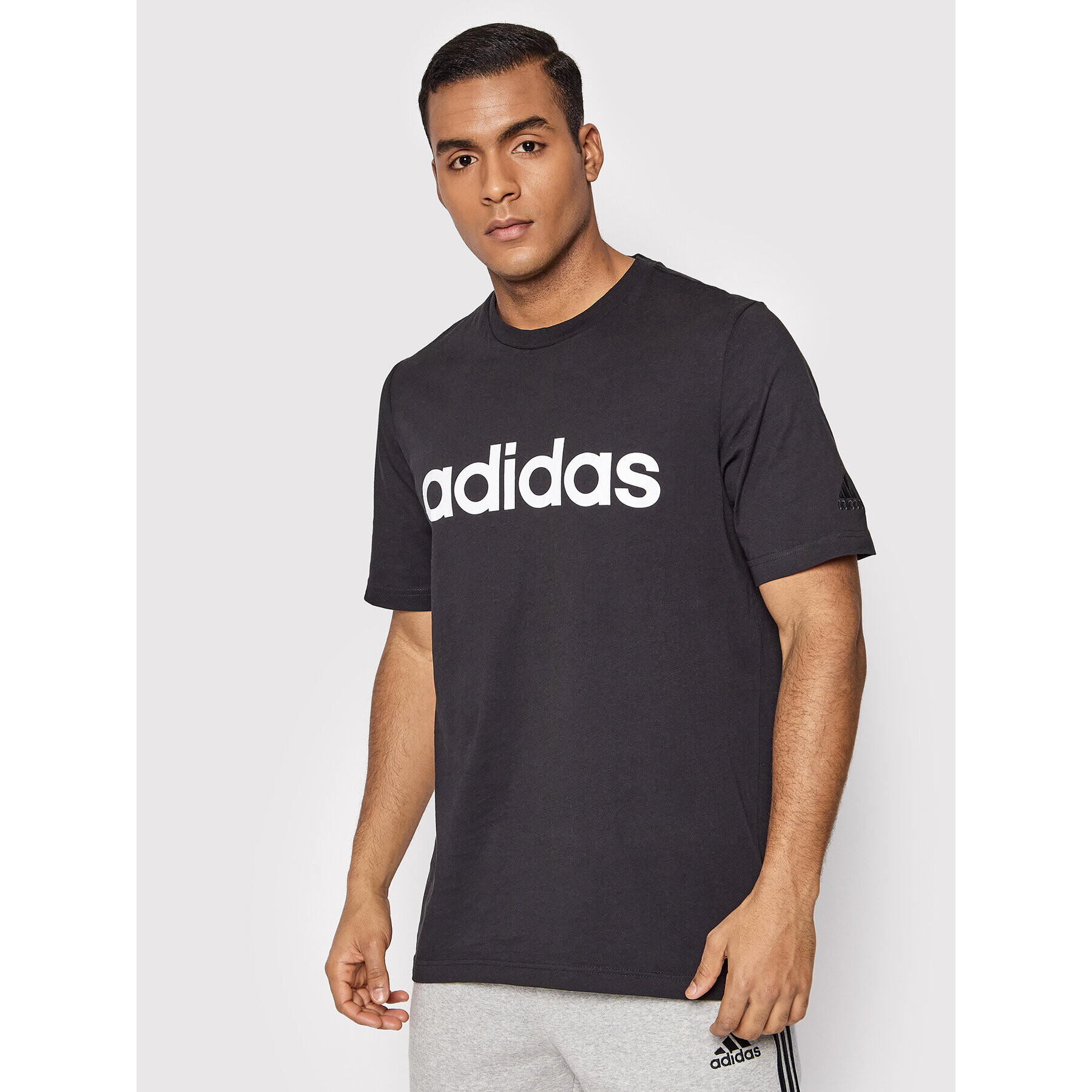 adidas Tricou Essentials Embroidered Linear Logo GL0057 Negru Regular Fit - Pled.ro