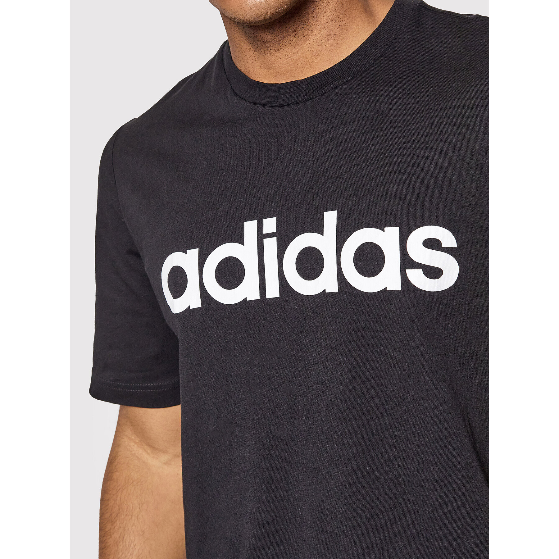 adidas Tricou Essentials Embroidered Linear Logo GL0057 Negru Regular Fit - Pled.ro