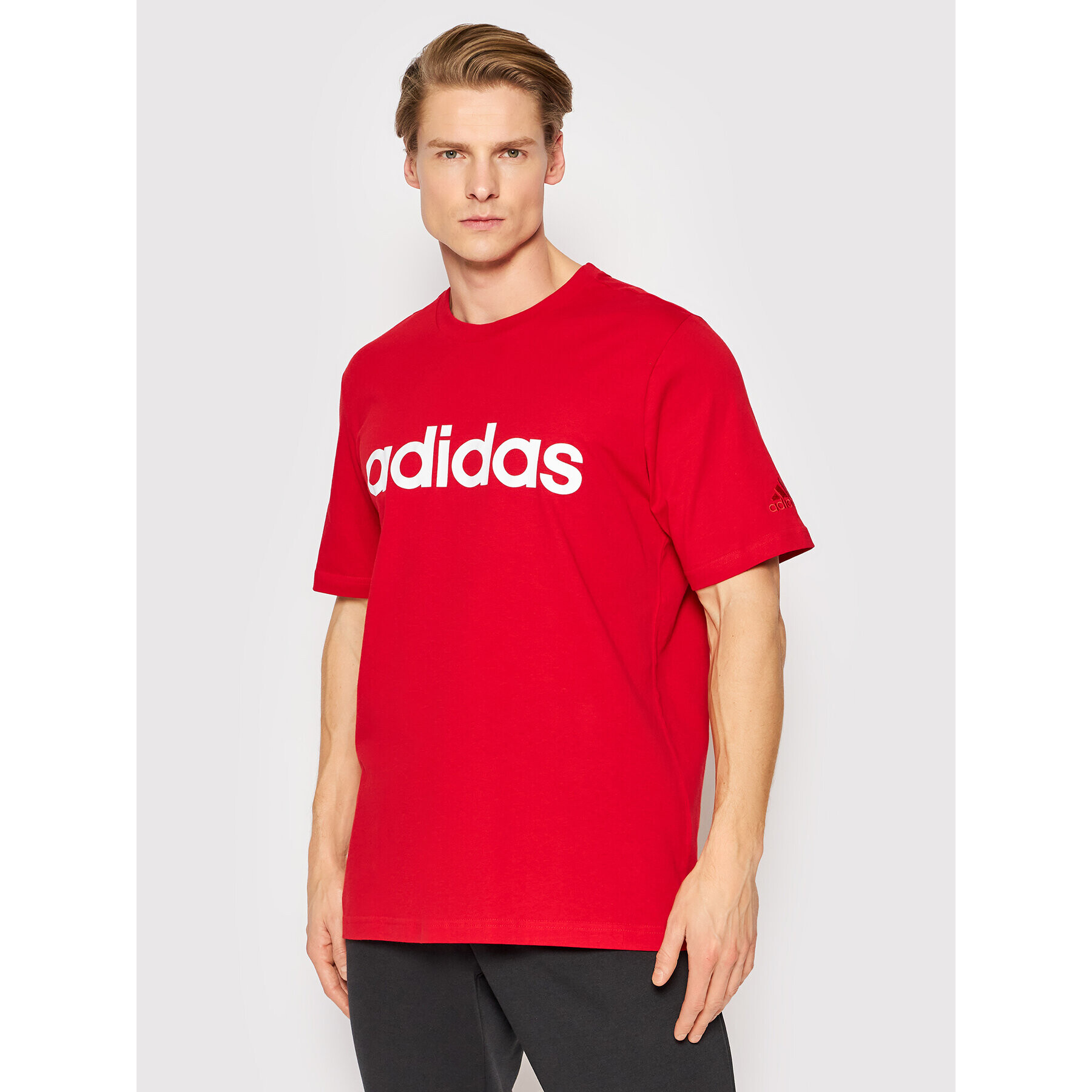 adidas Tricou Essentials Embroidered Linear Logo GL0061 Roșu Regular Fit - Pled.ro