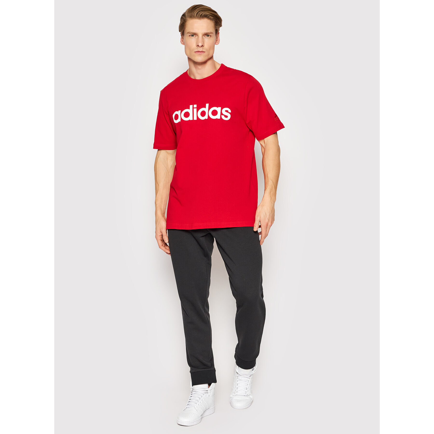 adidas Tricou Essentials Embroidered Linear Logo GL0061 Roșu Regular Fit - Pled.ro