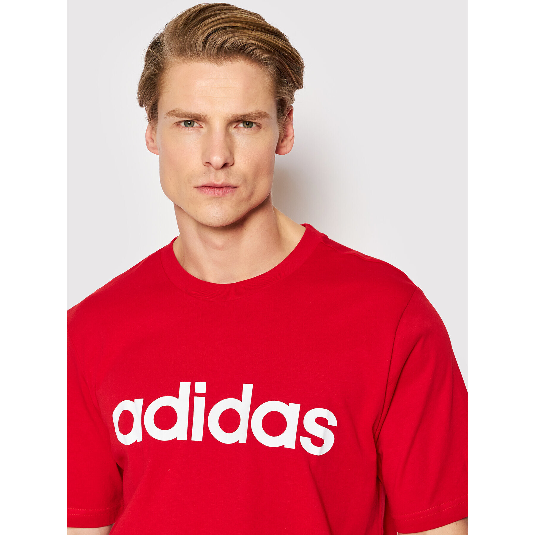 adidas Tricou Essentials Embroidered Linear Logo GL0061 Roșu Regular Fit - Pled.ro