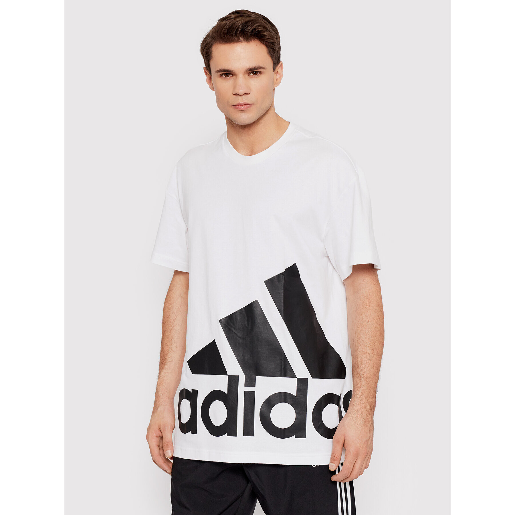 adidas Tricou Essentials Giant Logo HE1829 Alb Relaxed Fit - Pled.ro