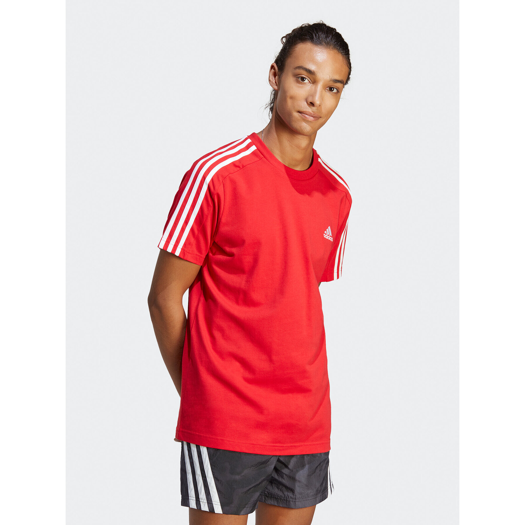 adidas Tricou Essentials Single Jersey 3-Stripes T-Shirt IC9339 Roșu Regular Fit - Pled.ro