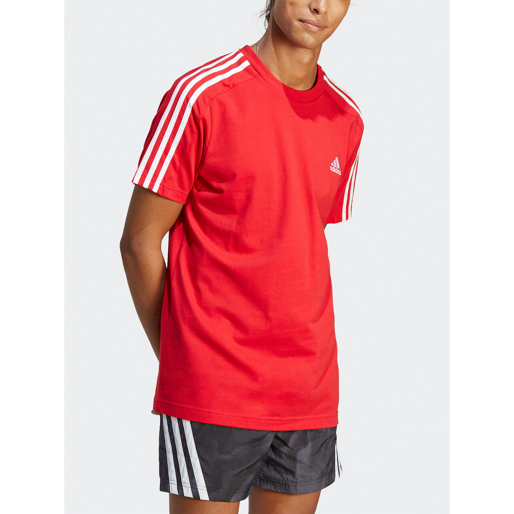 adidas Tricou Essentials Single Jersey 3-Stripes T-Shirt IC9339 Roșu Regular Fit - Pled.ro