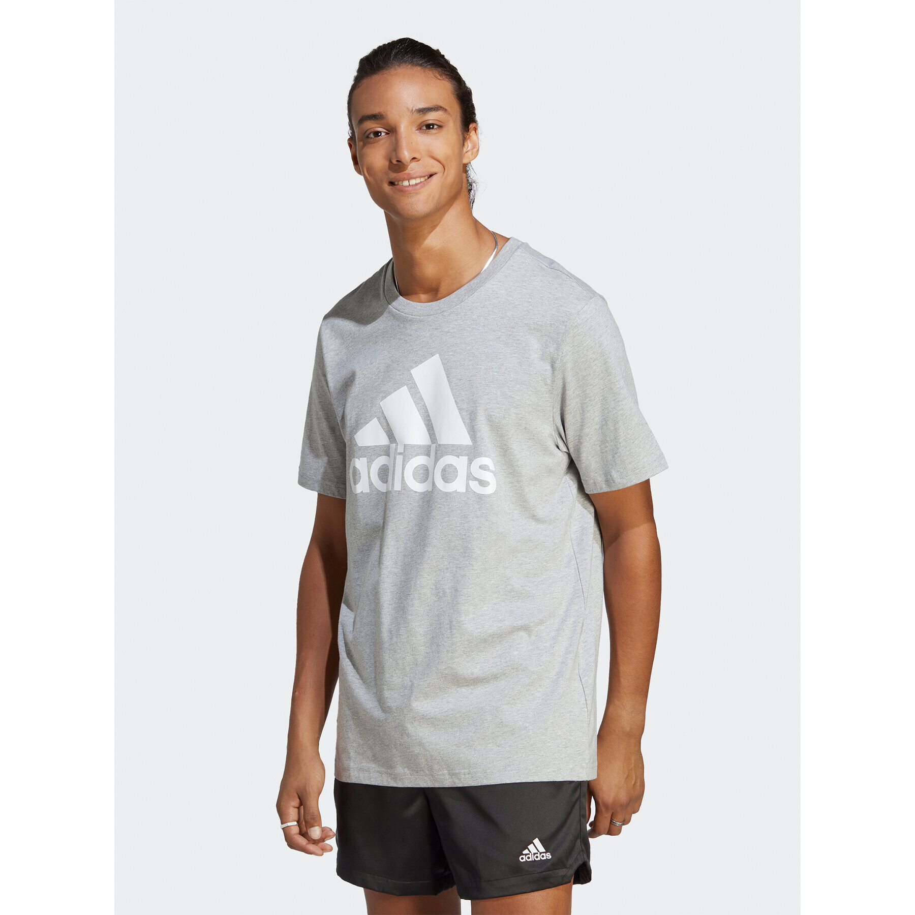 adidas Tricou Essentials Single Jersey Big Logo T-Shirt IC9350 Gri Regular Fit - Pled.ro