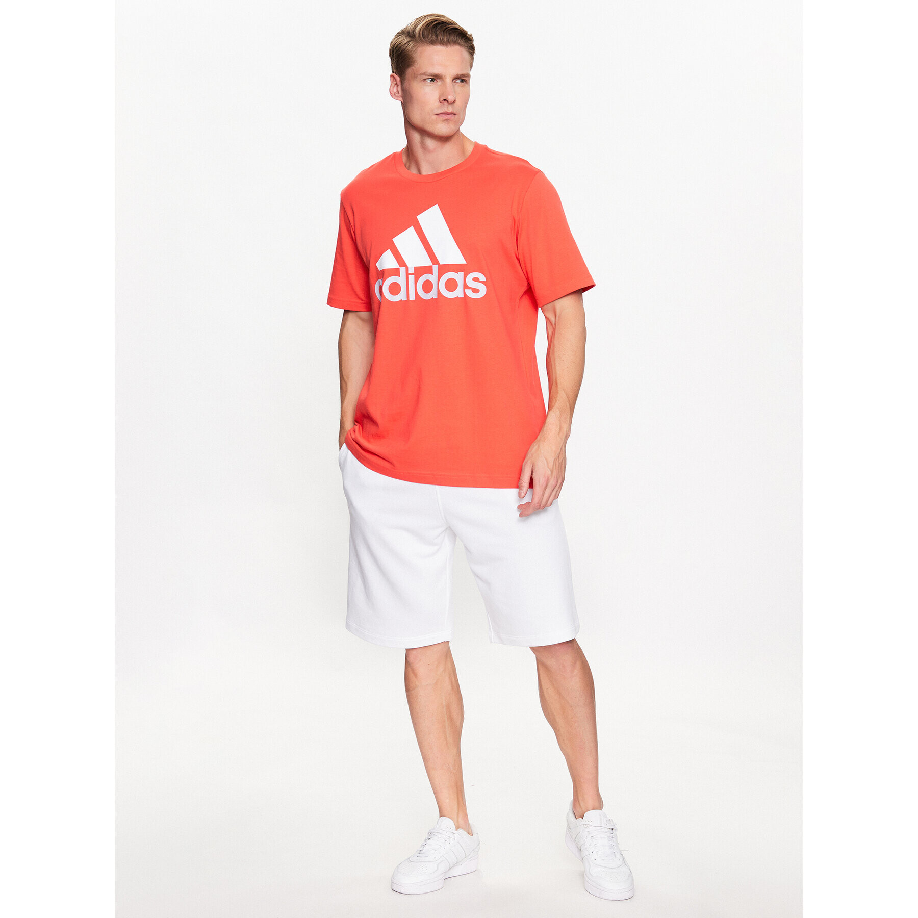 adidas Tricou Essentials Single Jersey Big Logo T-Shirt IC9358 Roșu Regular Fit - Pled.ro