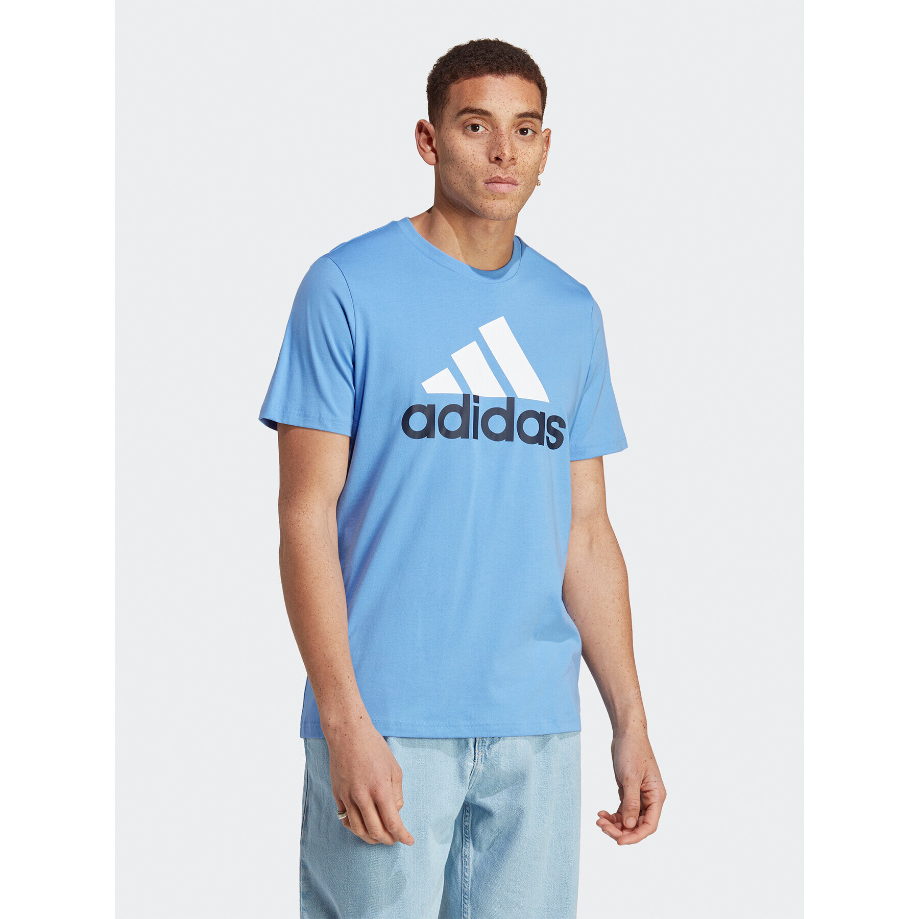 adidas Tricou Essentials Single Jersey Big Logo T-Shirt IC9360 Albastru Regular Fit - Pled.ro