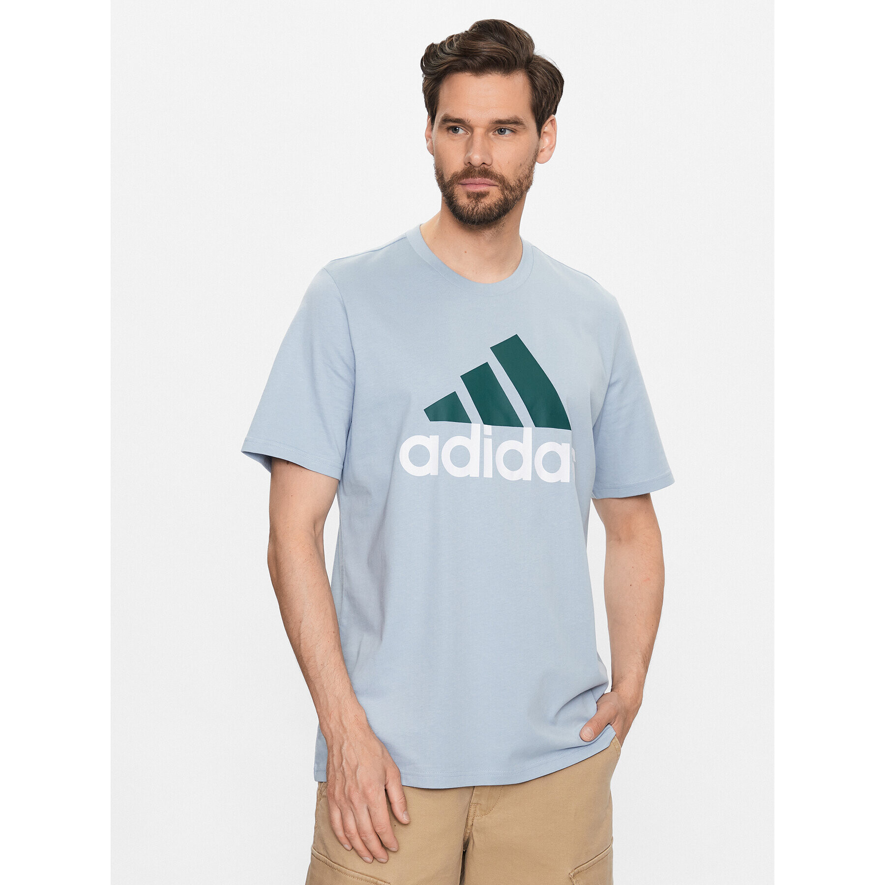 adidas Tricou Essentials Single Jersey Big Logo T-Shirt IJ8576 Albastru Regular Fit - Pled.ro