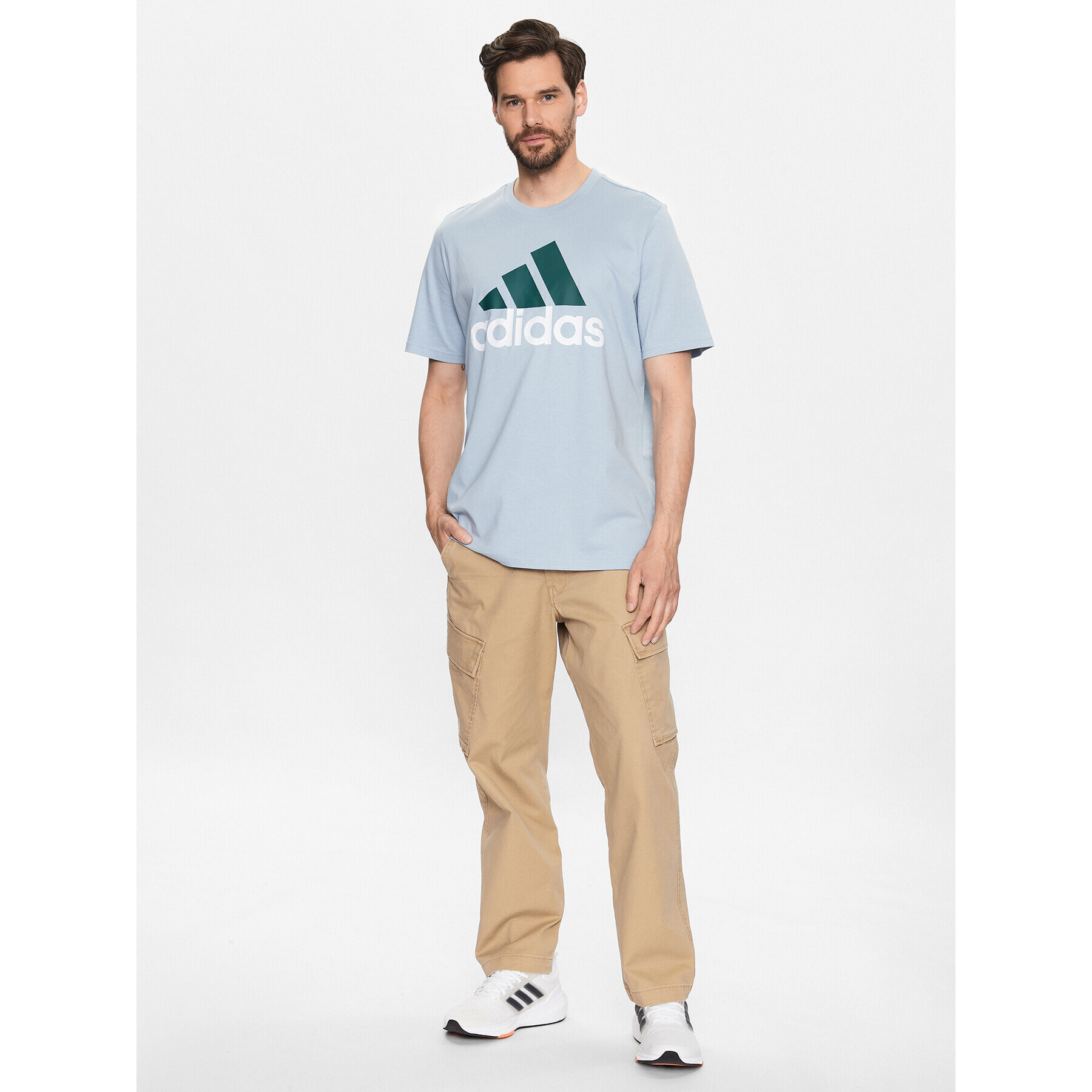 adidas Tricou Essentials Single Jersey Big Logo T-Shirt IJ8576 Albastru Regular Fit - Pled.ro