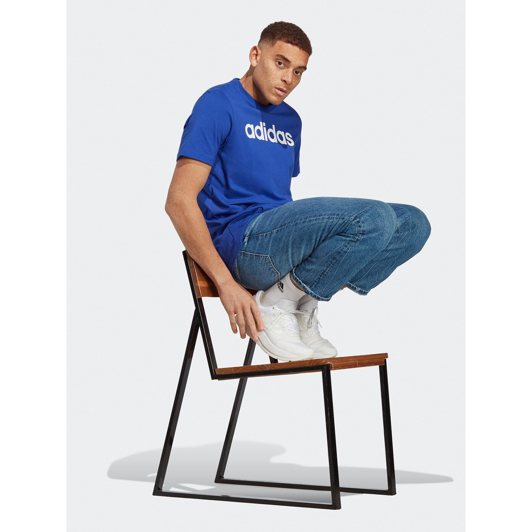 adidas Tricou Essentials Single Jersey Linear Embroidered Logo T-Shirt IC9279 Albastru Regular Fit - Pled.ro