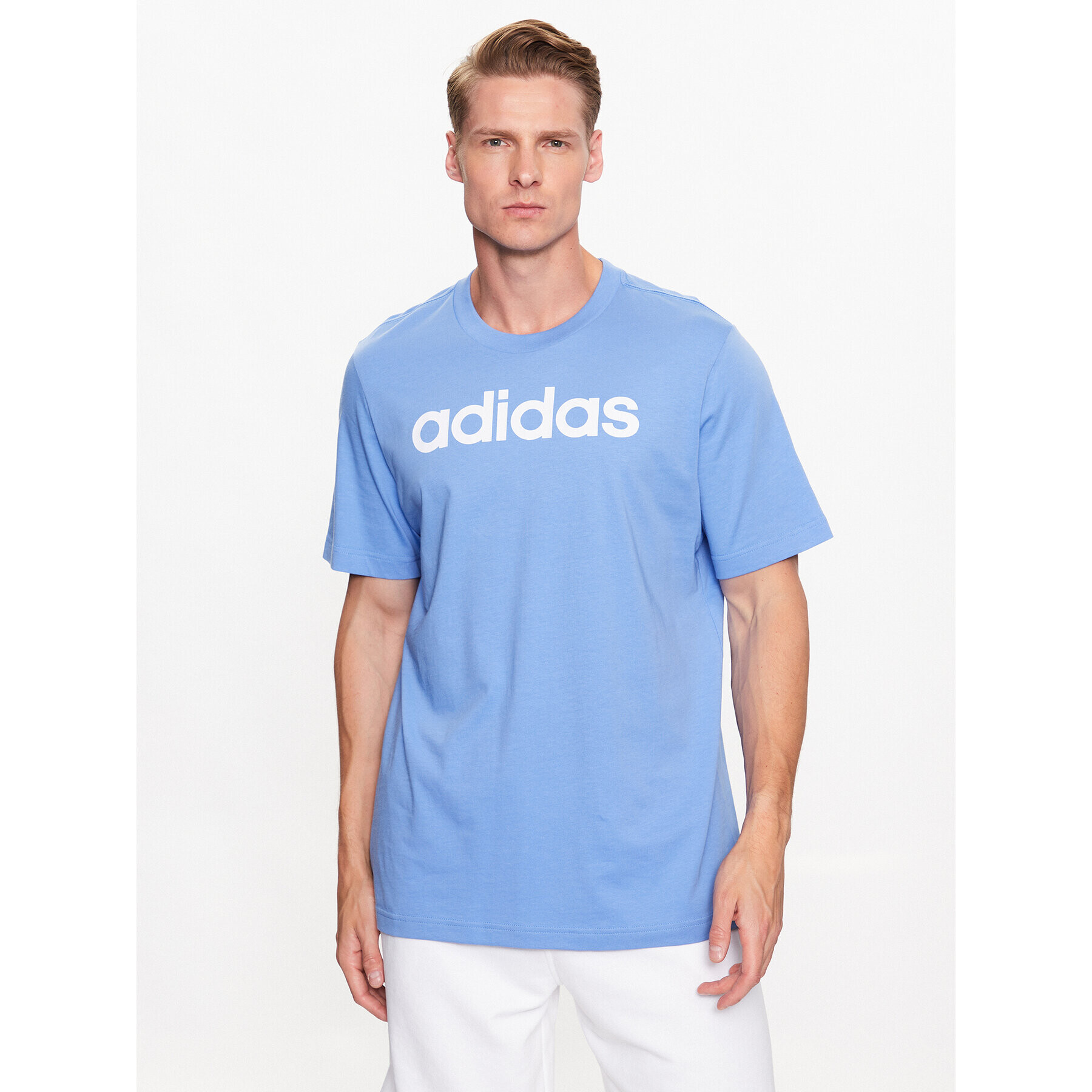 adidas Tricou Essentials Single Jersey Linear Embroidered Logo T-Shirt IC9295 Albastru Regular Fit - Pled.ro