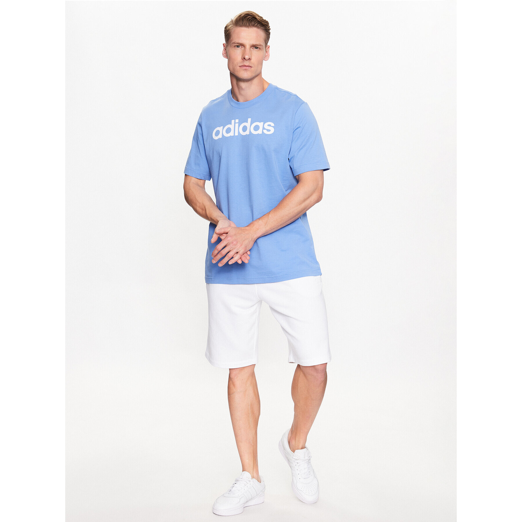 adidas Tricou Essentials Single Jersey Linear Embroidered Logo T-Shirt IC9295 Albastru Regular Fit - Pled.ro