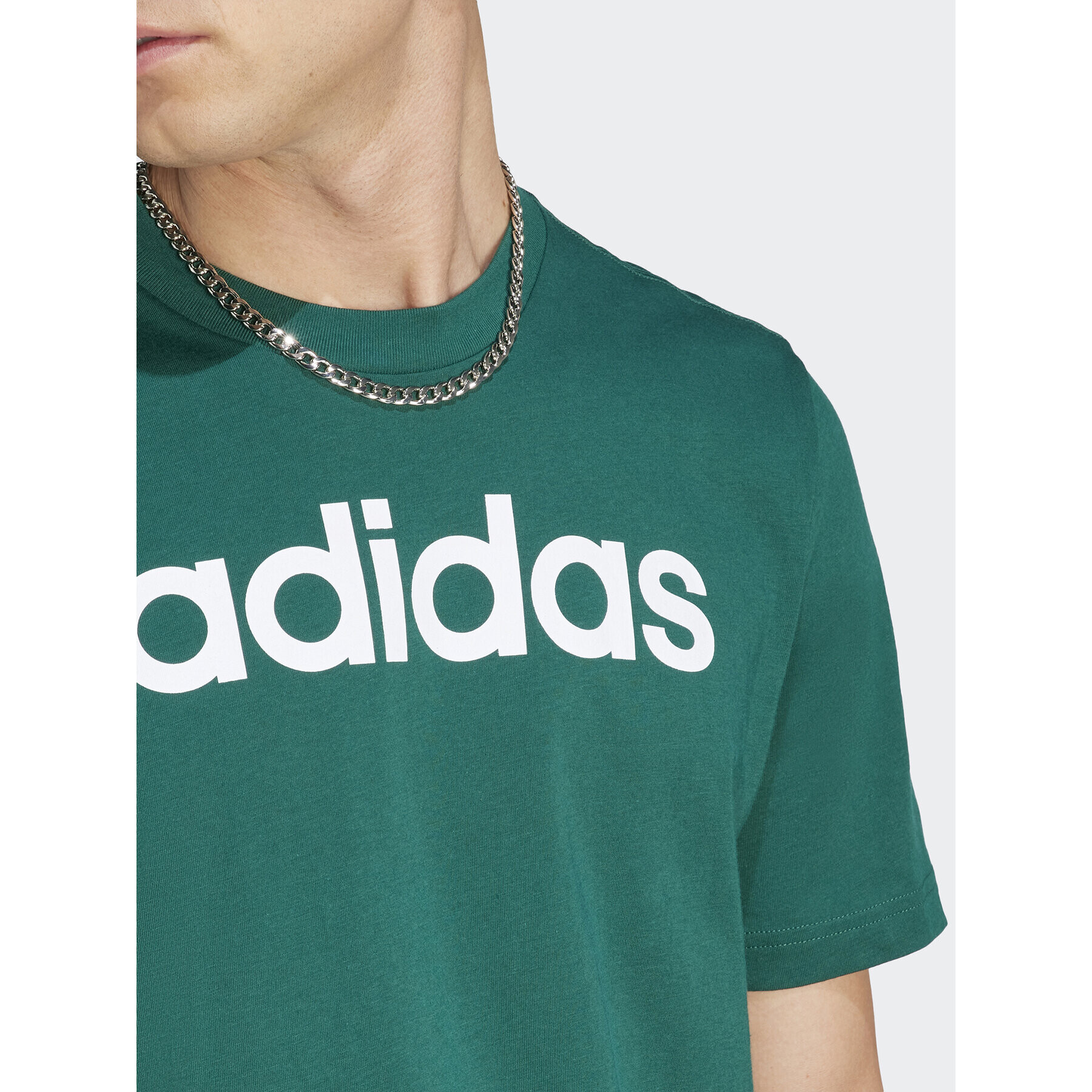 adidas Tricou Essentials Single Jersey Linear Embroidered Logo T-Shirt IJ8658 Verde Regular Fit - Pled.ro