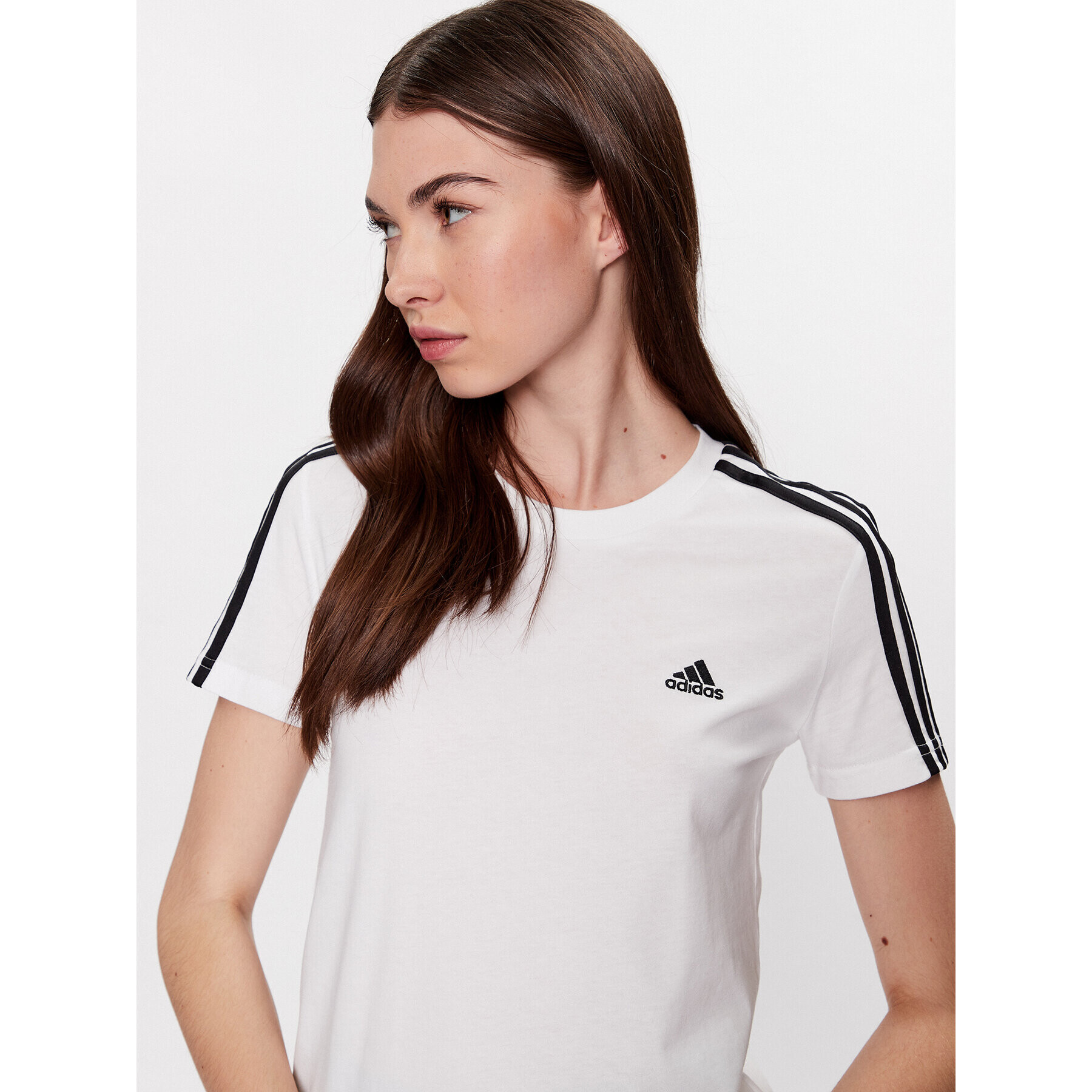 adidas Tricou Essentials Slim 3-Stripes T-Shirt GL0783 Alb Slim Fit - Pled.ro