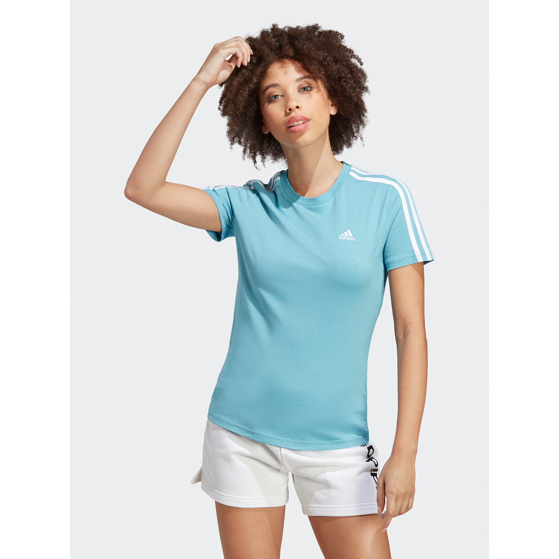 adidas Tricou Essentials Slim 3-Stripes T-Shirt IC0631 Albastru Slim Fit - Pled.ro