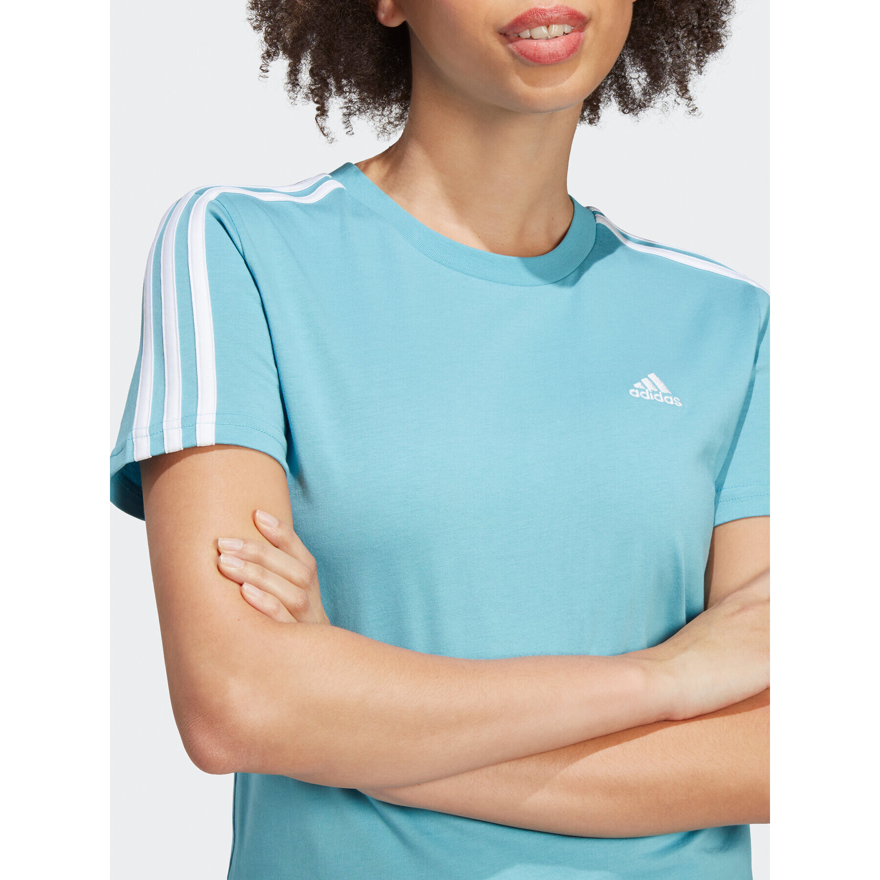 adidas Tricou Essentials Slim 3-Stripes T-Shirt IC0631 Albastru Slim Fit - Pled.ro