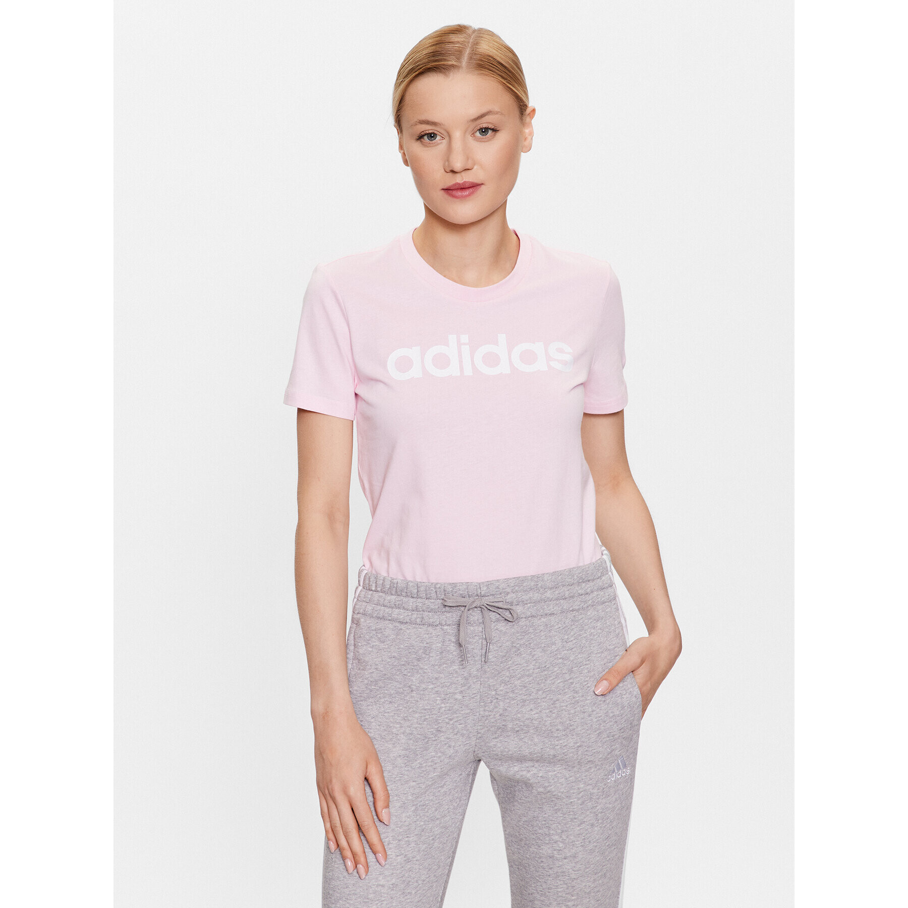 adidas Tricou Essentials Slim Logo T-Shirt GL0771 Roz Slim Fit - Pled.ro