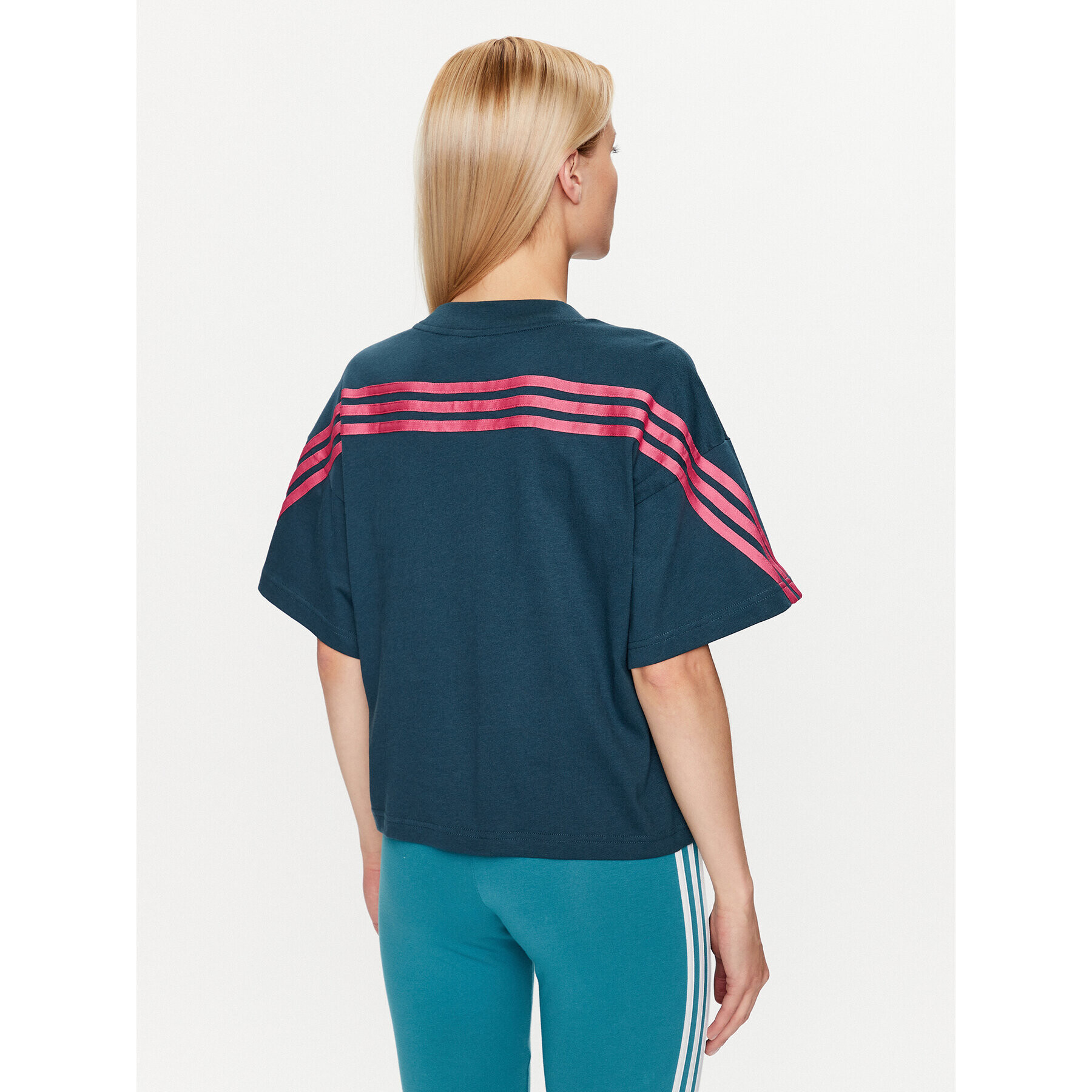 adidas Tricou Future Icons 3-Stripes T-Shirt IL3063 Turcoaz Loose Fit - Pled.ro