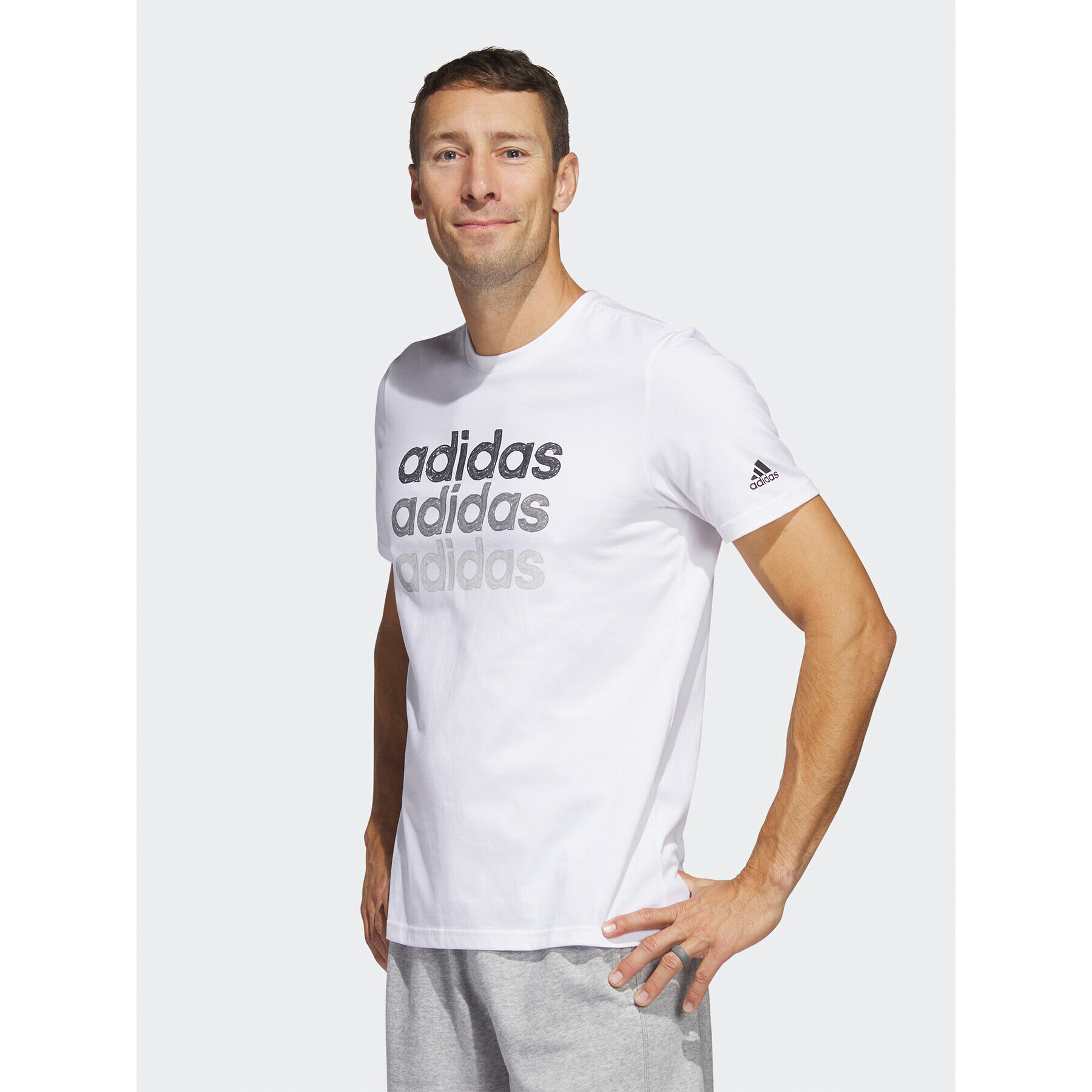 adidas Tricou Multi Linear Sportswear Graphic T-Shirt (Short Sleeve) HS2522 Alb Regular Fit - Pled.ro