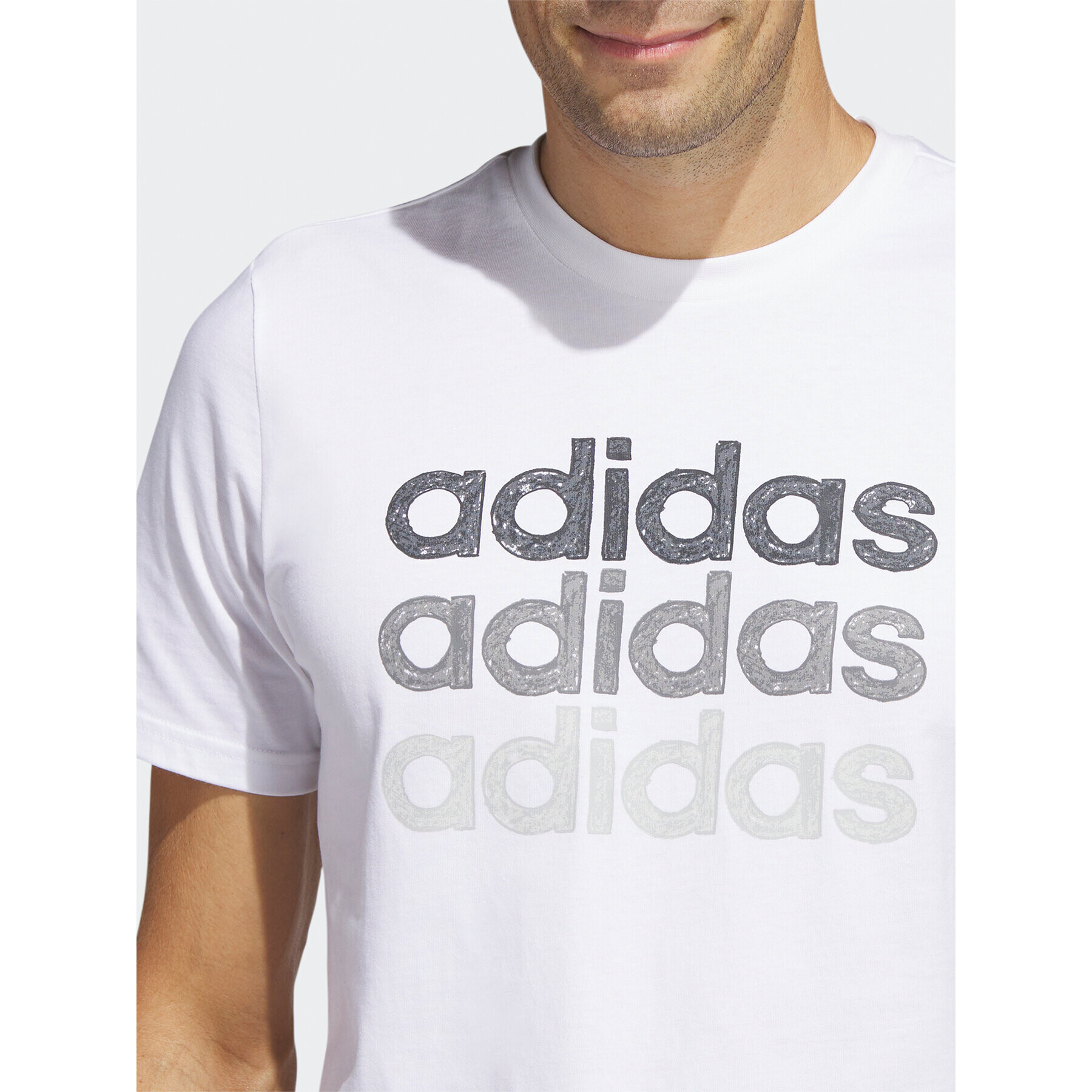 adidas Tricou Multi Linear Sportswear Graphic T-Shirt (Short Sleeve) HS2522 Alb Regular Fit - Pled.ro