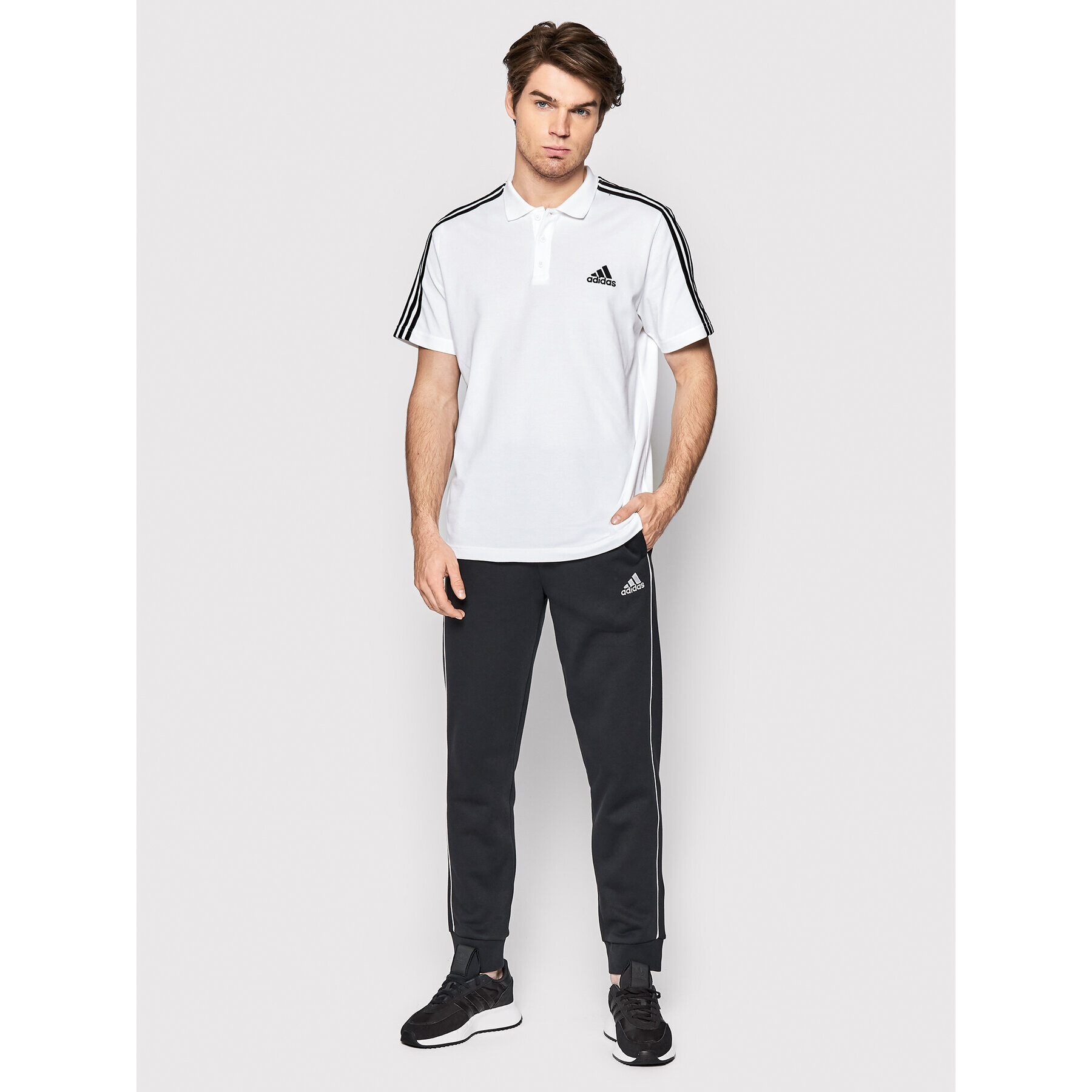 adidas Tricou polo Aeroready Essentials Pique Embroidered Small Logo 3-Stripes GK9138 Alb Regular Fit - Pled.ro