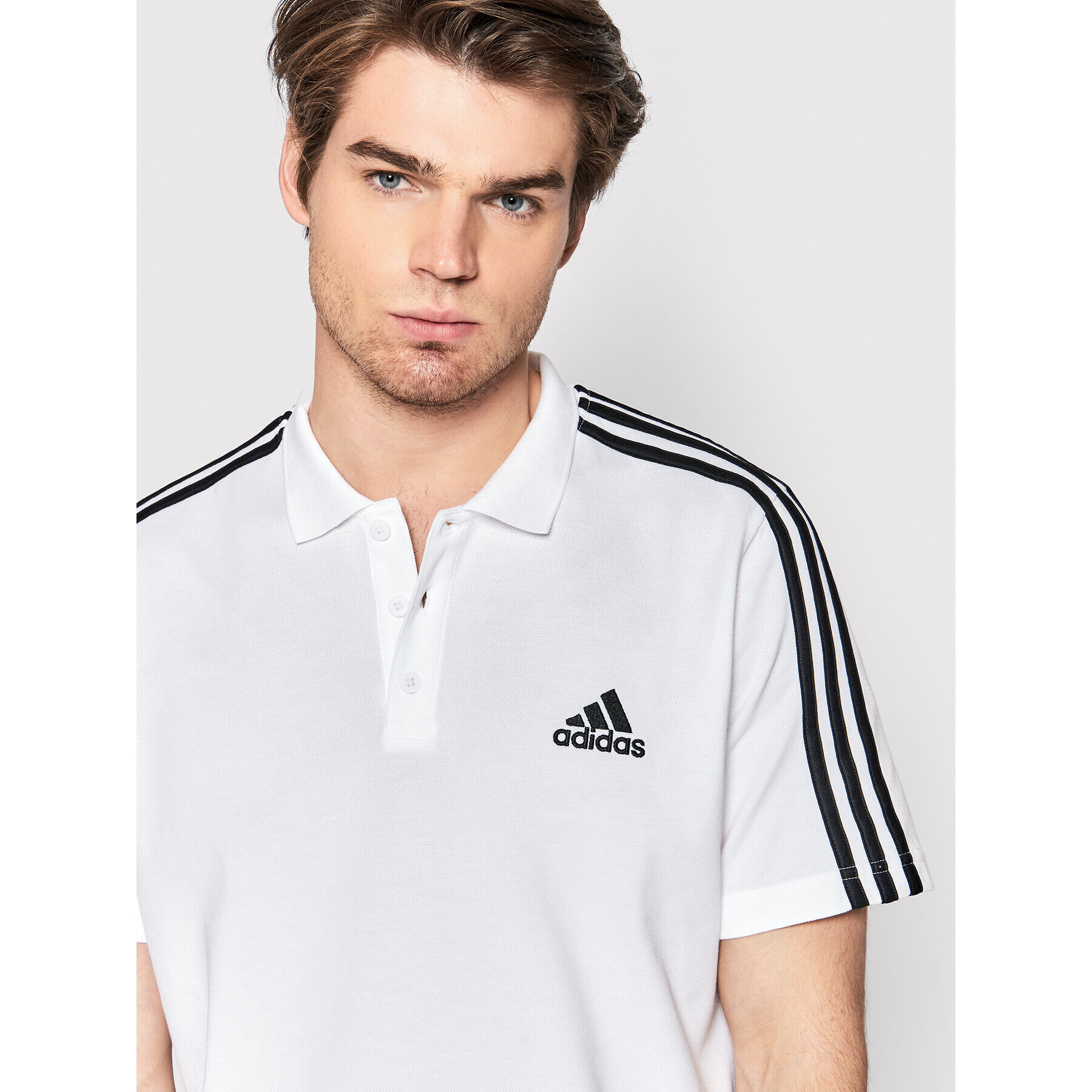 adidas Tricou polo Aeroready Essentials Pique Embroidered Small Logo 3-Stripes GK9138 Alb Regular Fit - Pled.ro