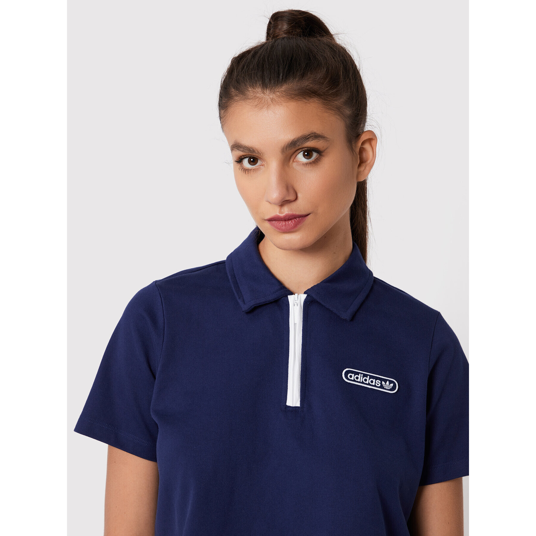 adidas Tricou polo Crop HL6572 Bleumarin Relaxed Fit - Pled.ro