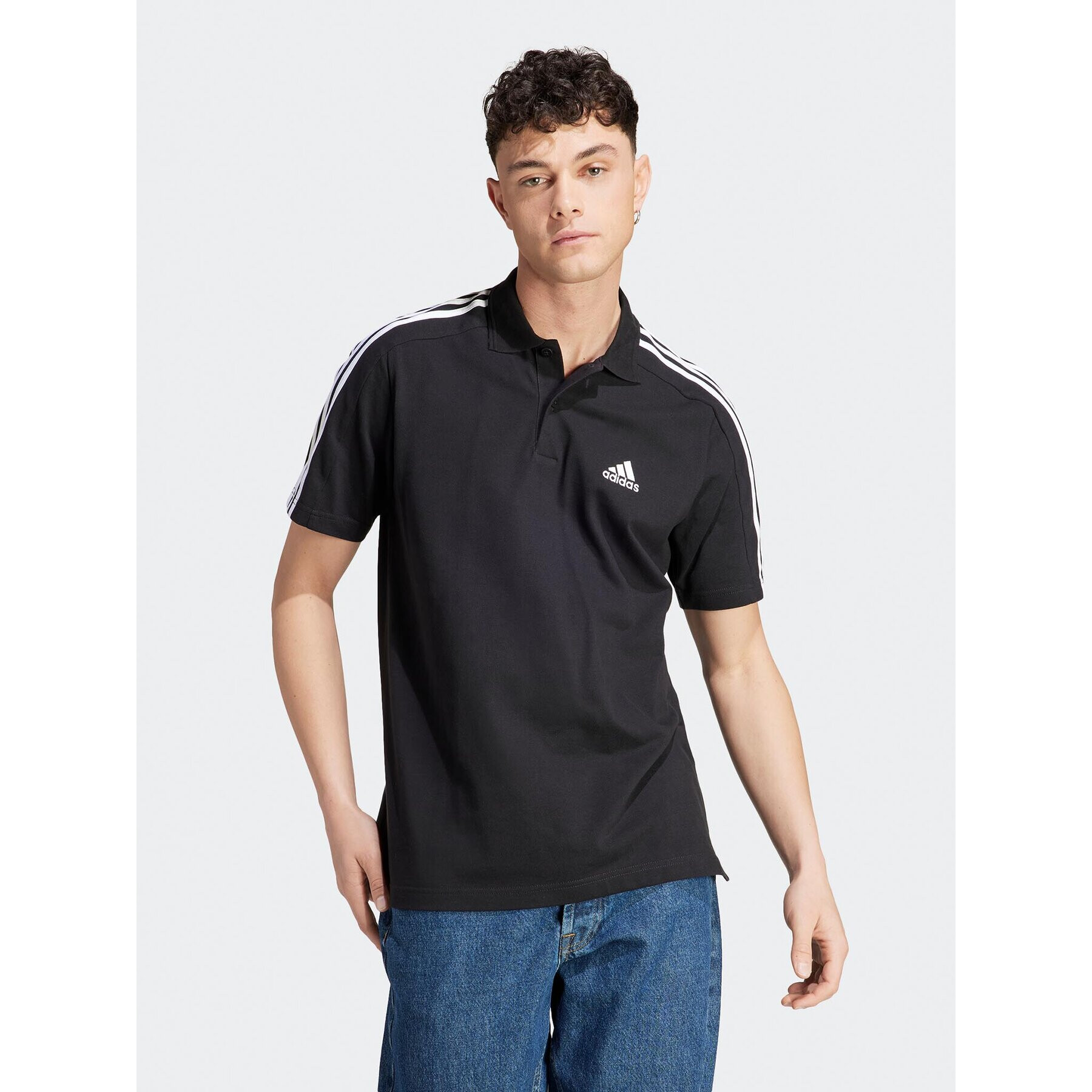 adidas Tricou polo Essentials Piqué Embroidered Small Logo 3-Stripes Polo Shirt IC9310 Negru Regular Fit - Pled.ro