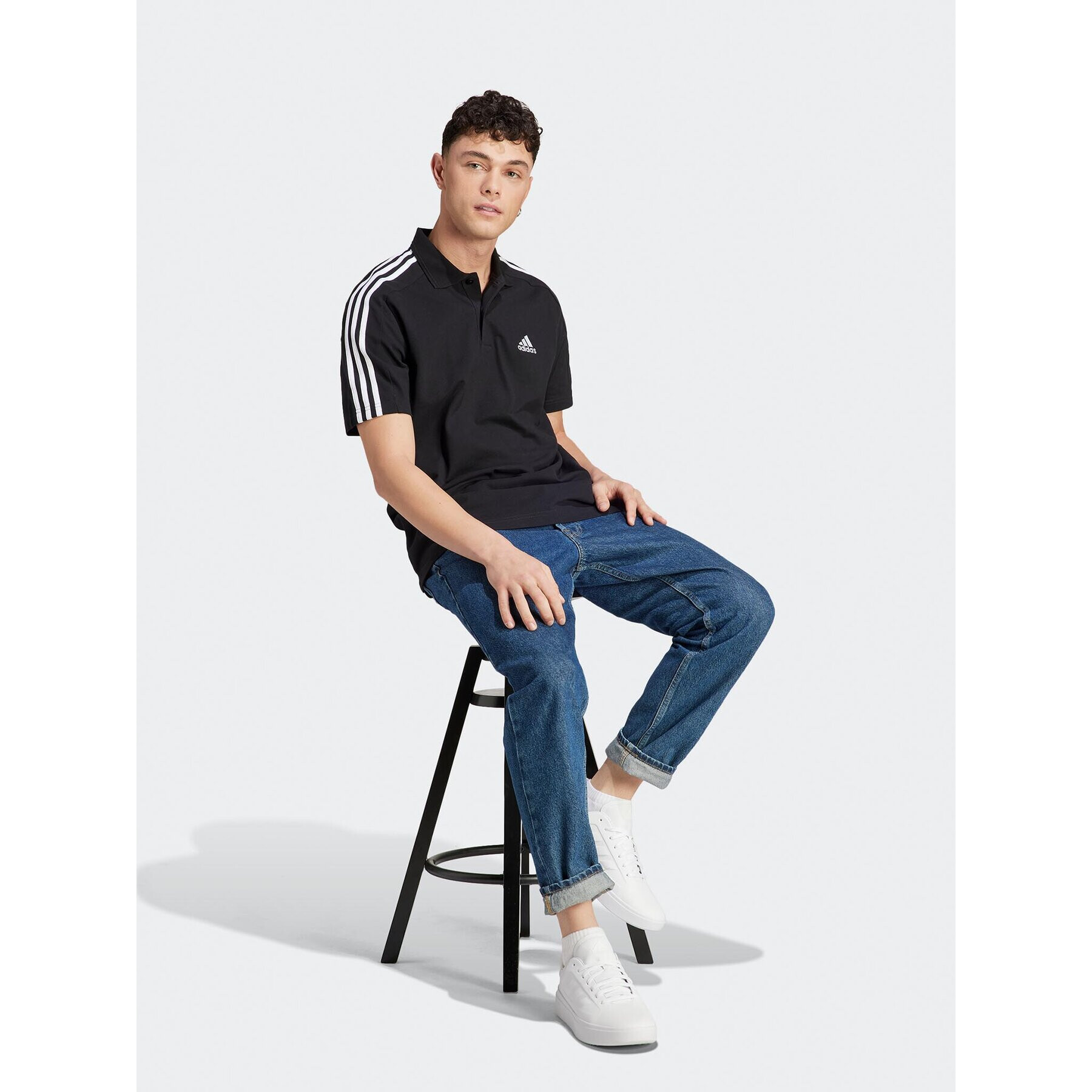 adidas Tricou polo Essentials Piqué Embroidered Small Logo 3-Stripes Polo Shirt IC9310 Negru Regular Fit - Pled.ro