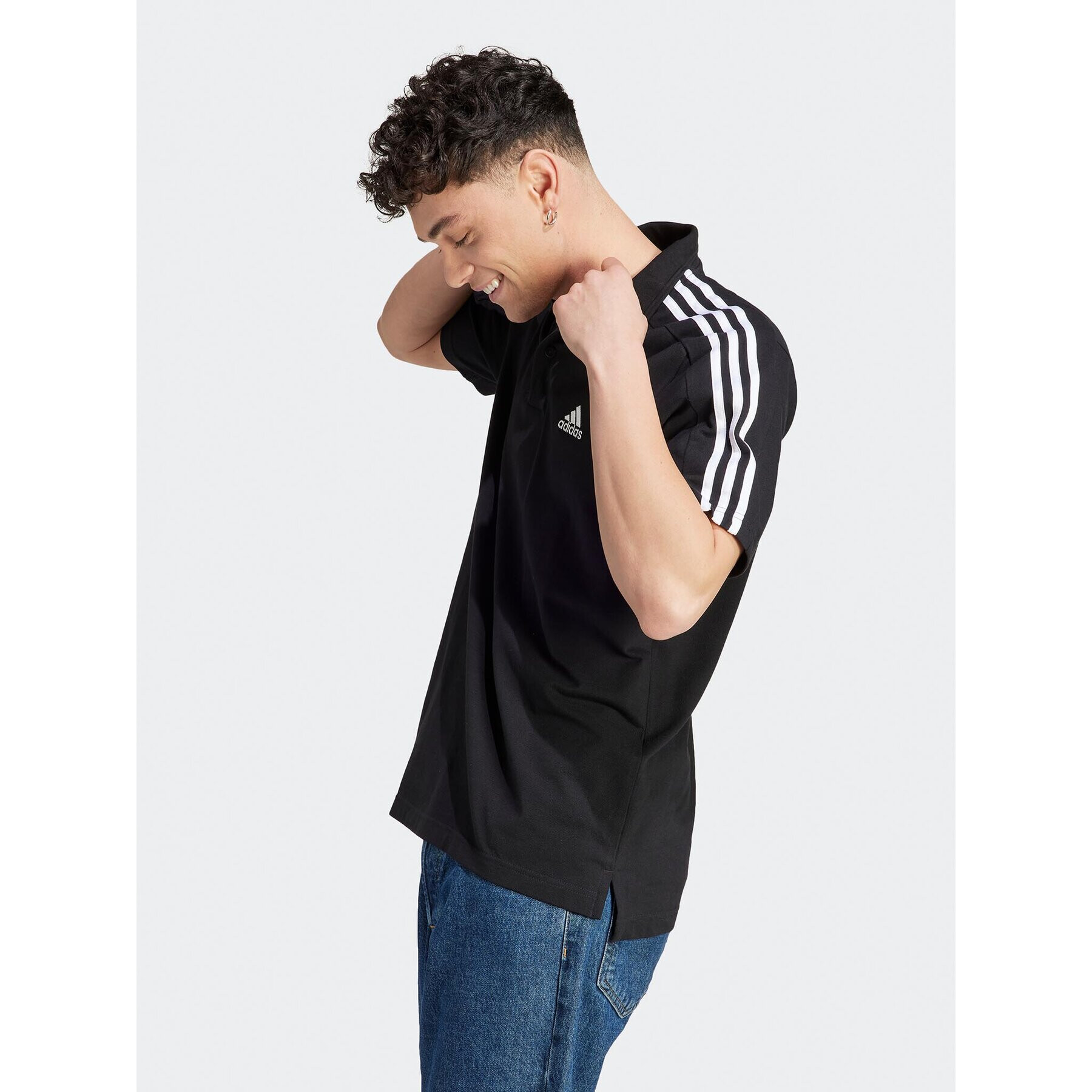 adidas Tricou polo Essentials Piqué Embroidered Small Logo 3-Stripes Polo Shirt IC9310 Negru Regular Fit - Pled.ro