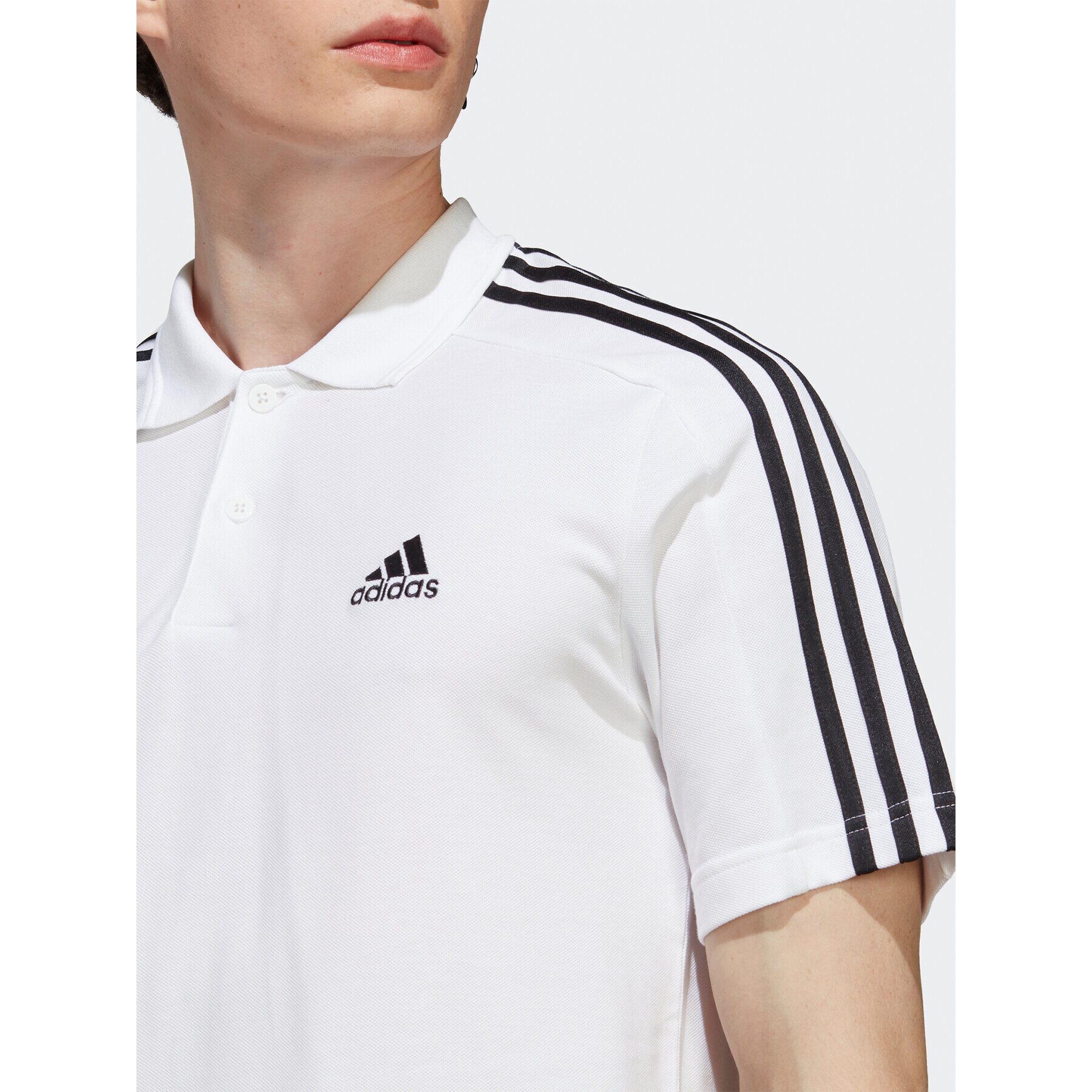 adidas Tricou polo Essentials Piqué Embroidered Small Logo 3-Stripes Polo Shirt IC9312 Alb Regular Fit - Pled.ro