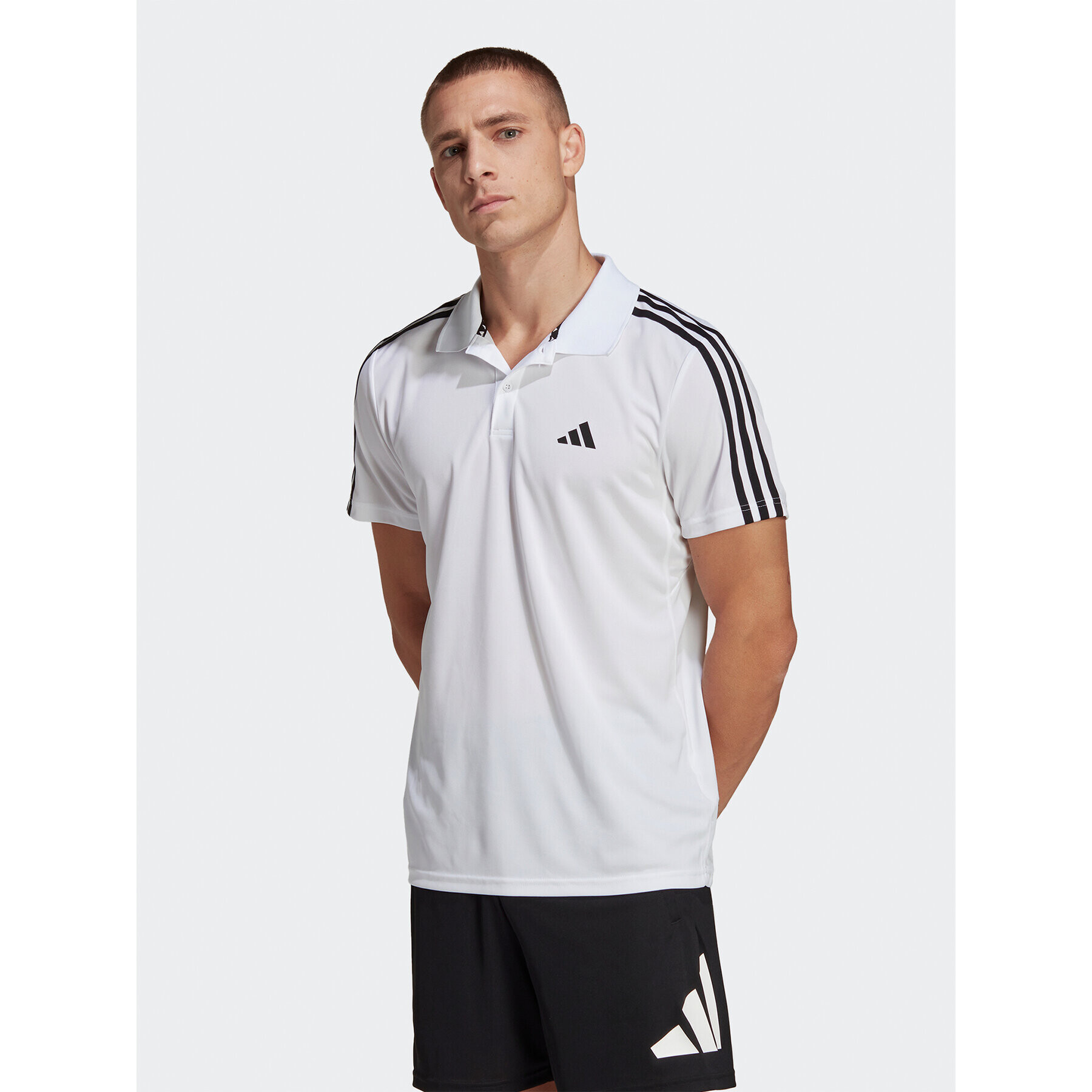 adidas Tricou polo Train Essentials Piqué 3-Stripes Training Polo Shirt IB8109 Alb Regular Fit - Pled.ro