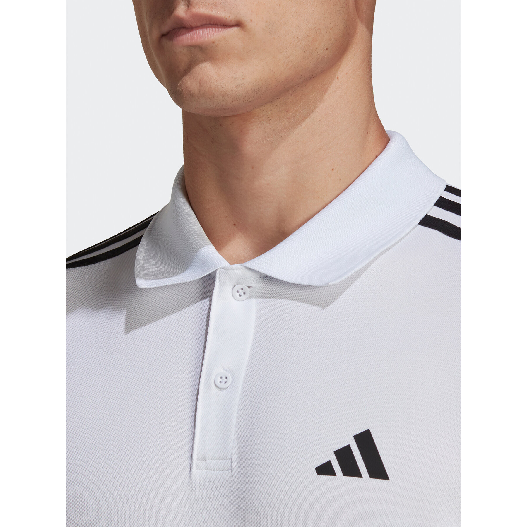 adidas Tricou polo Train Essentials Piqué 3-Stripes Training Polo Shirt IB8109 Alb Regular Fit - Pled.ro