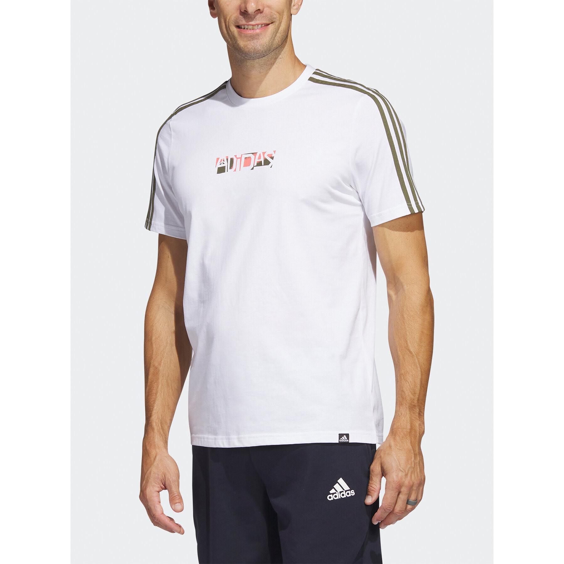 adidas Tricou Sport Optimist 3-Stripes Sportswear Graphic T-Shirt (Short Sleeve) HT3025 Alb Regular Fit - Pled.ro