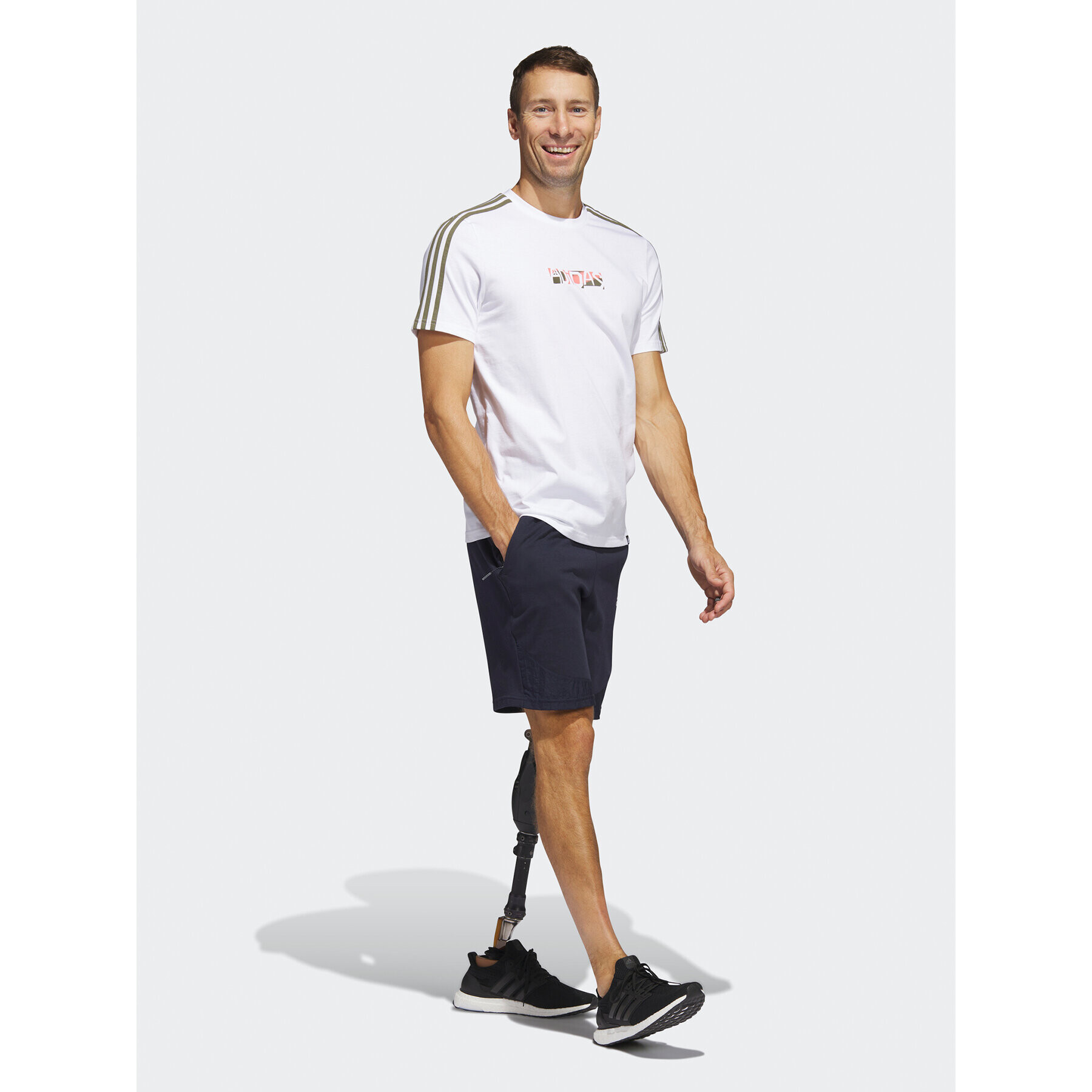 adidas Tricou Sport Optimist 3-Stripes Sportswear Graphic T-Shirt (Short Sleeve) HT3025 Alb Regular Fit - Pled.ro