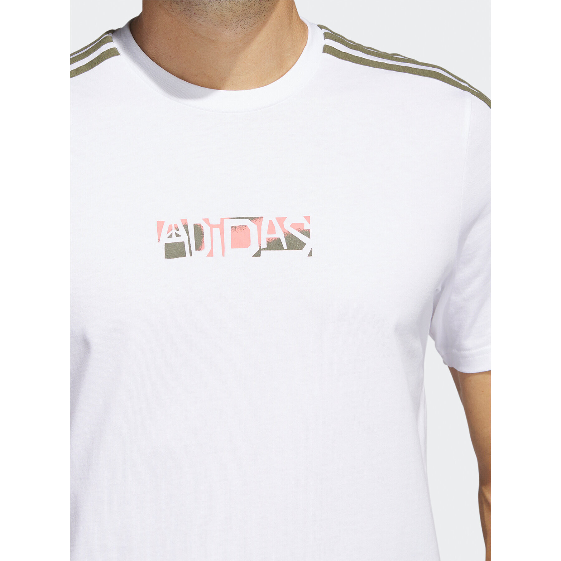 adidas Tricou Sport Optimist 3-Stripes Sportswear Graphic T-Shirt (Short Sleeve) HT3025 Alb Regular Fit - Pled.ro