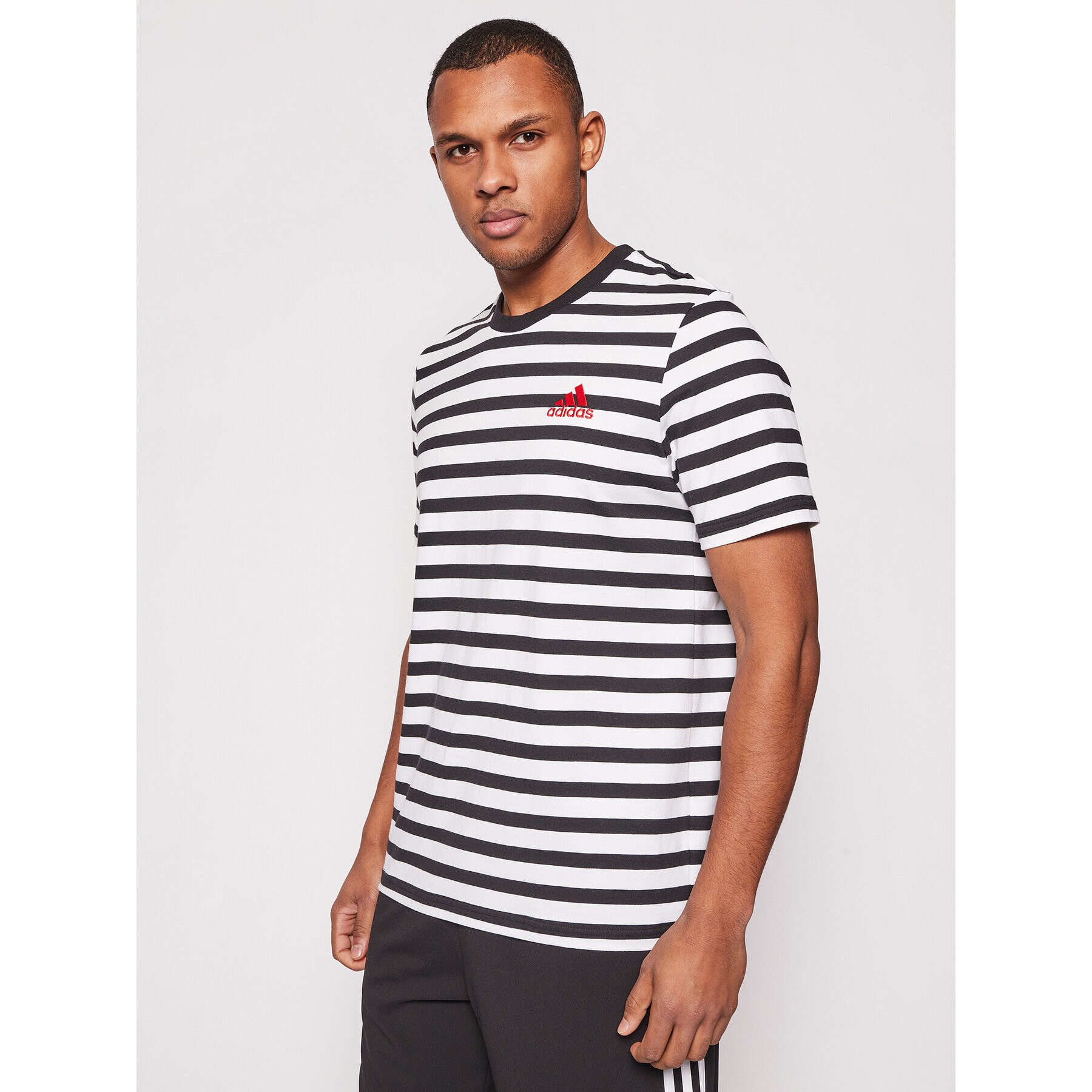 adidas Tricou Stripy GK9137 Negru Regular Fit - Pled.ro