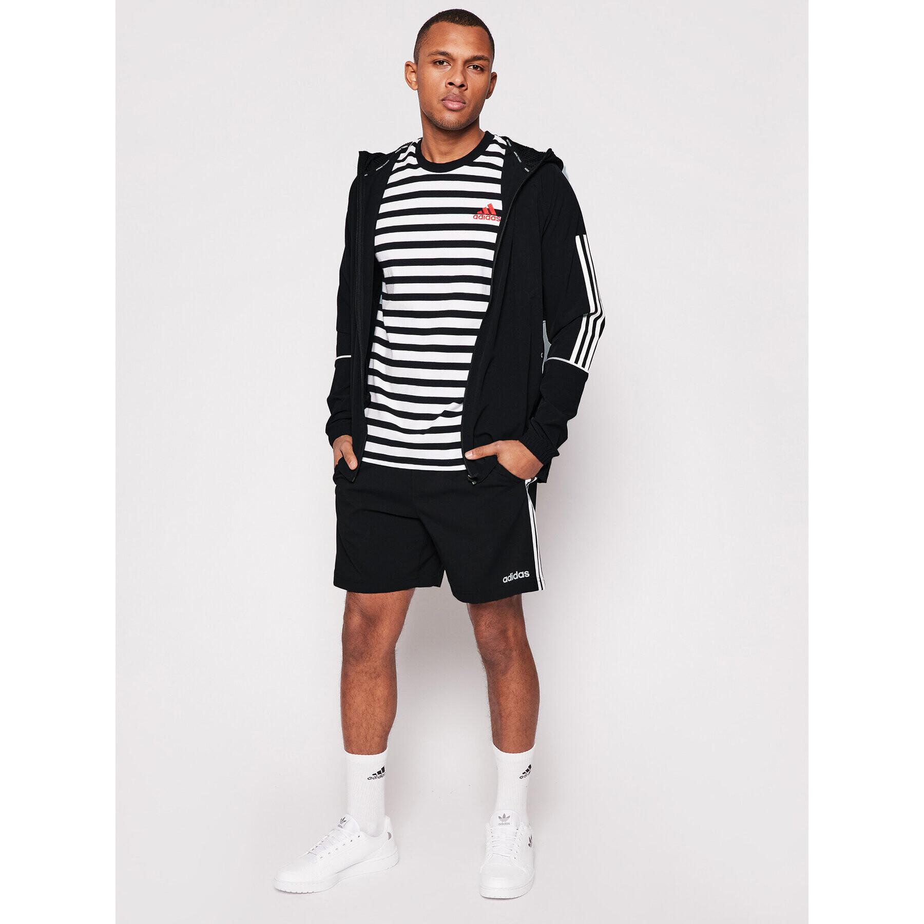 adidas Tricou Stripy GK9137 Negru Regular Fit - Pled.ro